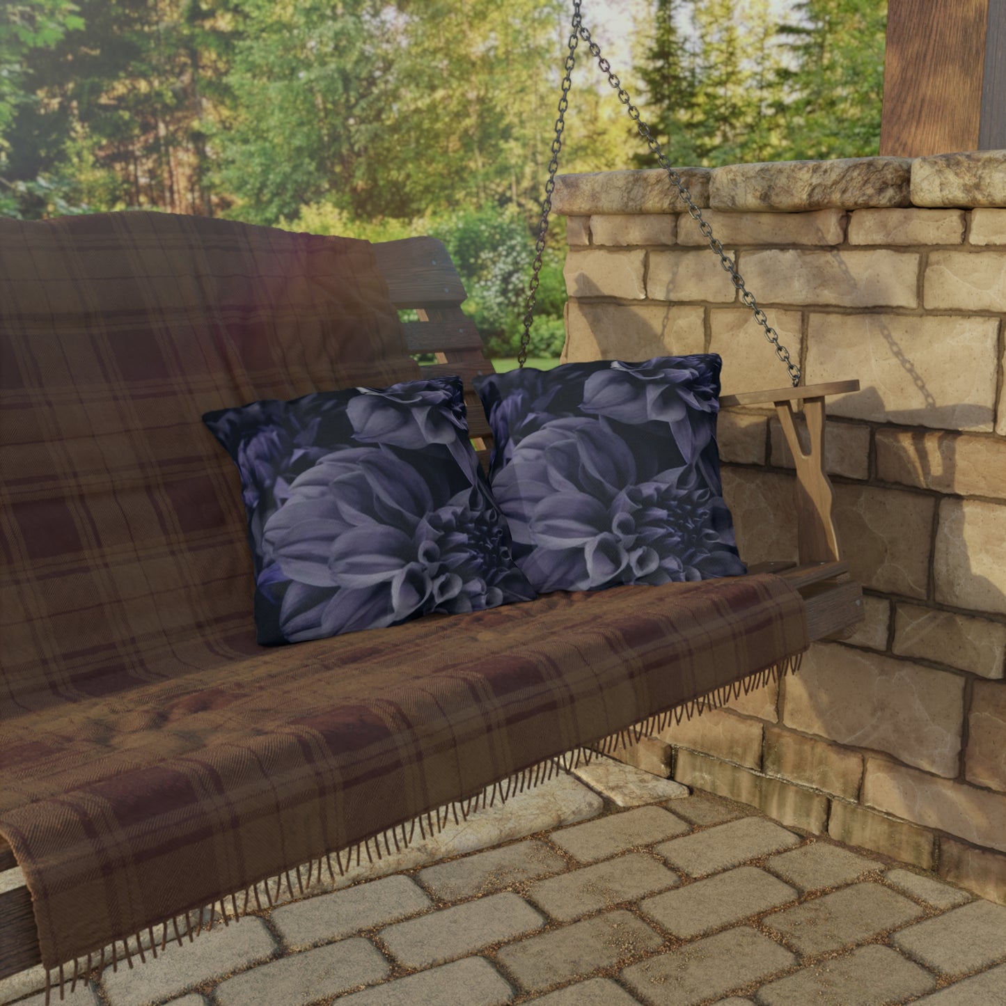 Blue Dahlia Outdoor Pillow