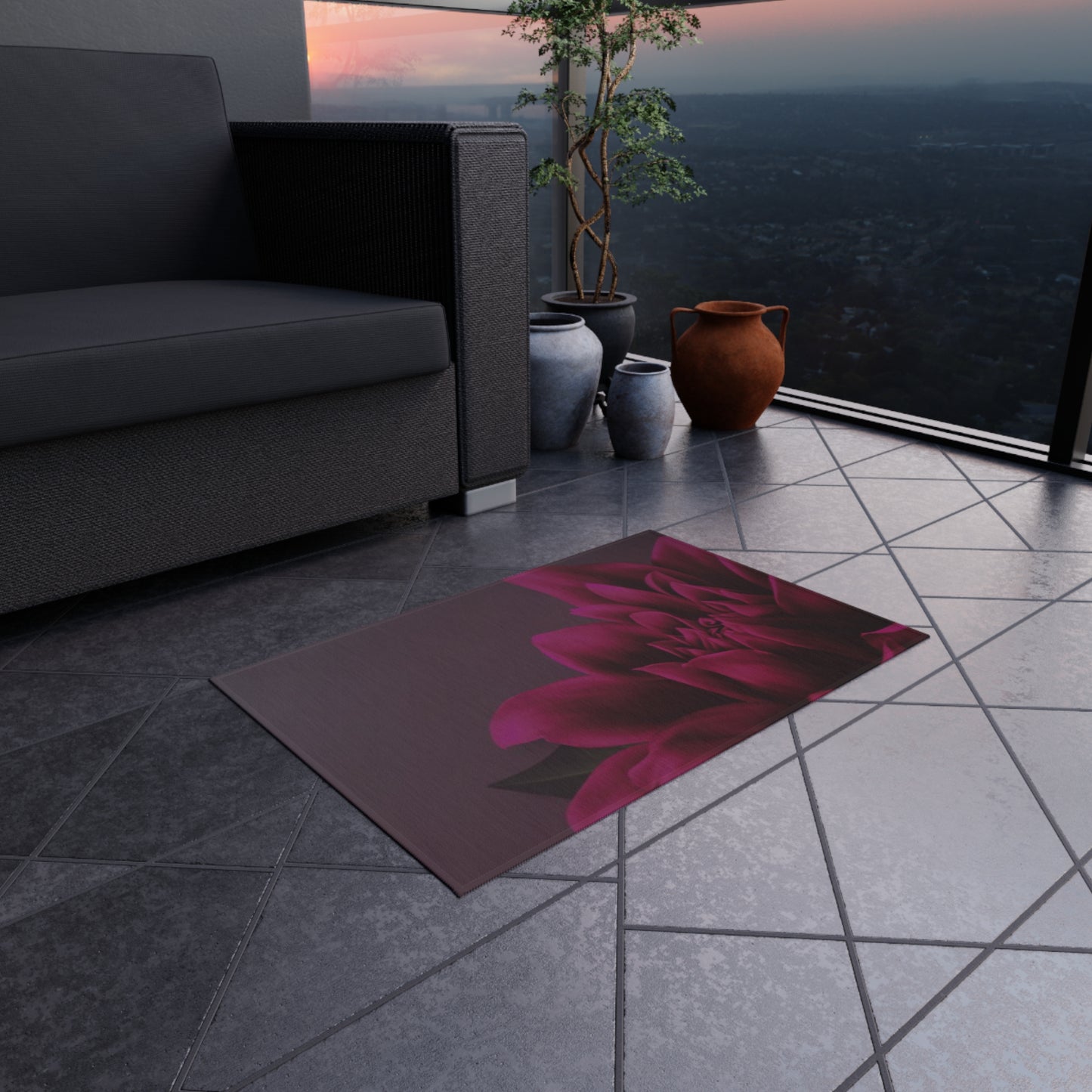 Magenta Dahlia Outdoor Rug
