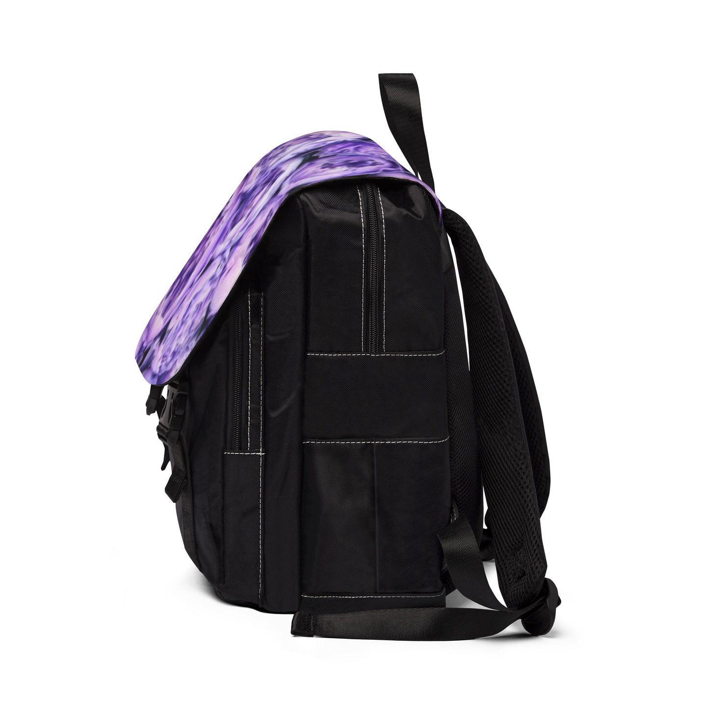 Purple Peony Unisex Floral Flap Backpack – Stylish Utility