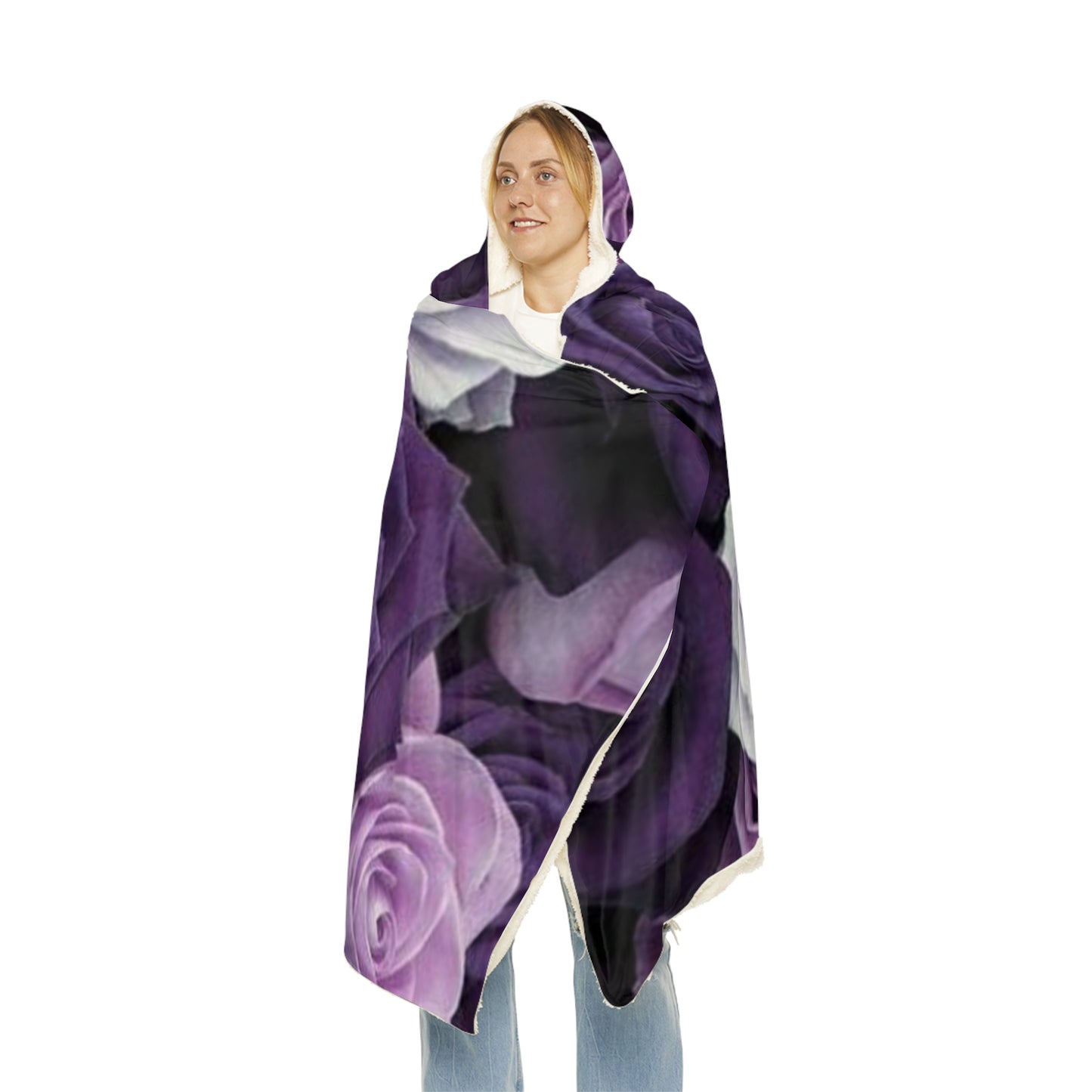 Purple Roses Hood Blanket