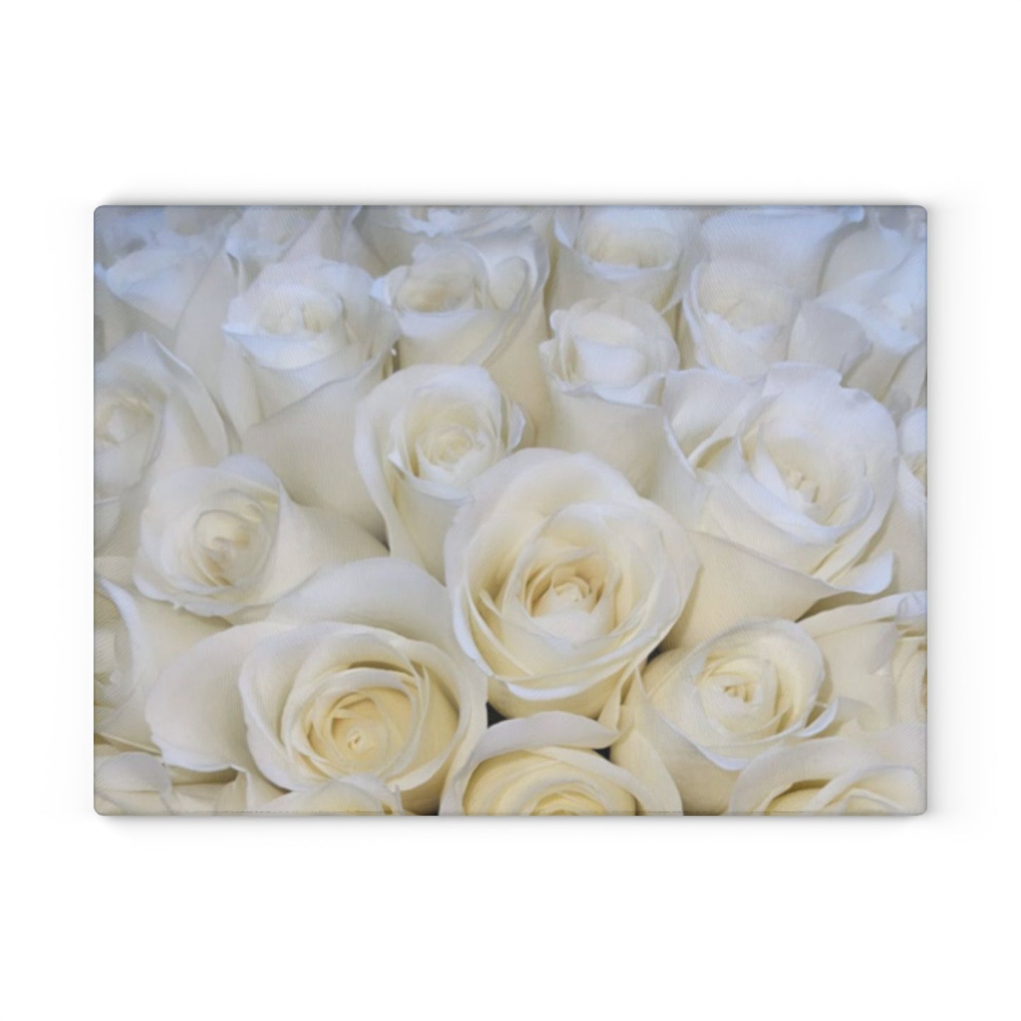 White Roses Glass Cutting Board – Classy Floral Kitchen Accent