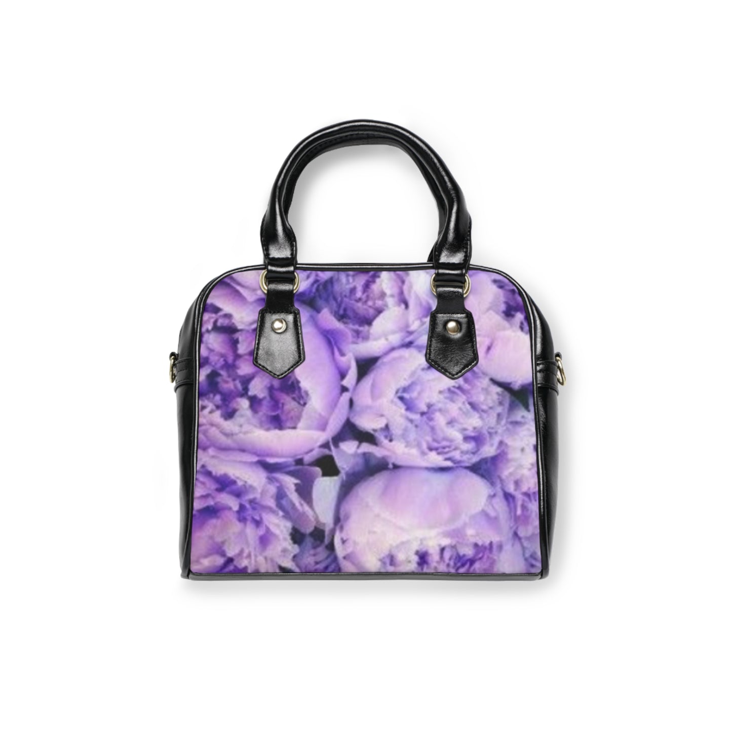Purple Peony Floral Shoulder Handbag – Elegant & Roomy