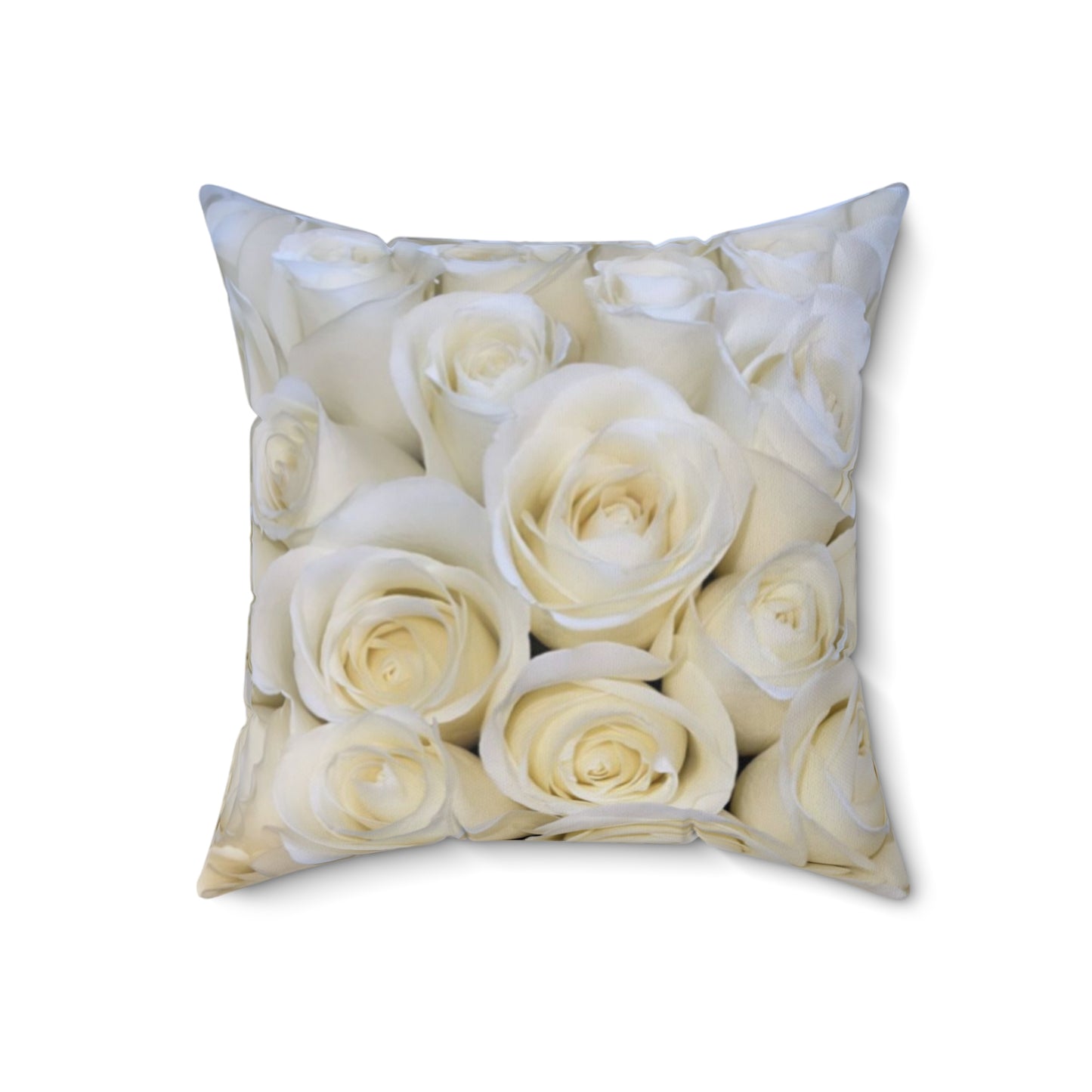 White Roses Floral Square Pillow