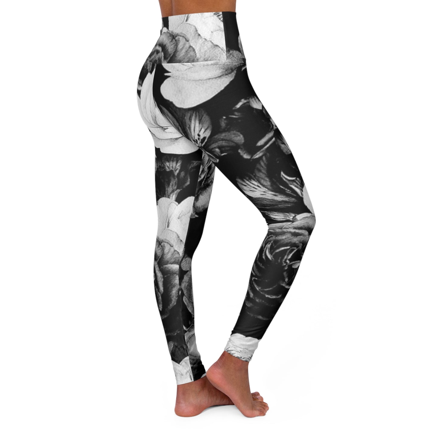 Black & White Floral Skinny Fit Legging for Gym