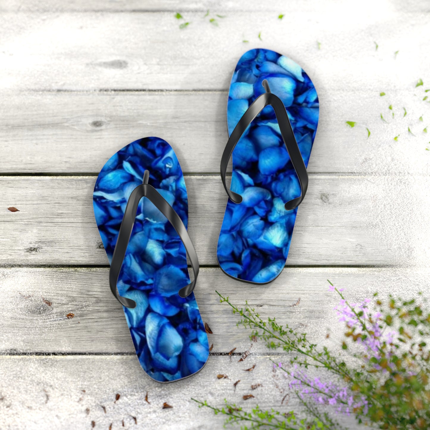 Blue Petals Flip Flops