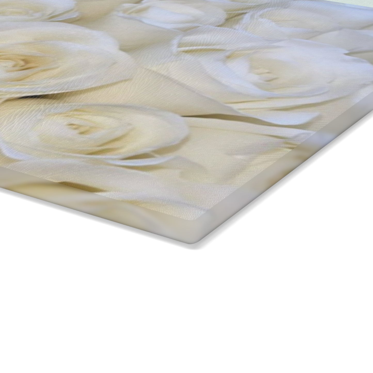 White Roses Glass Cutting Board – Classy Floral Kitchen Accent
