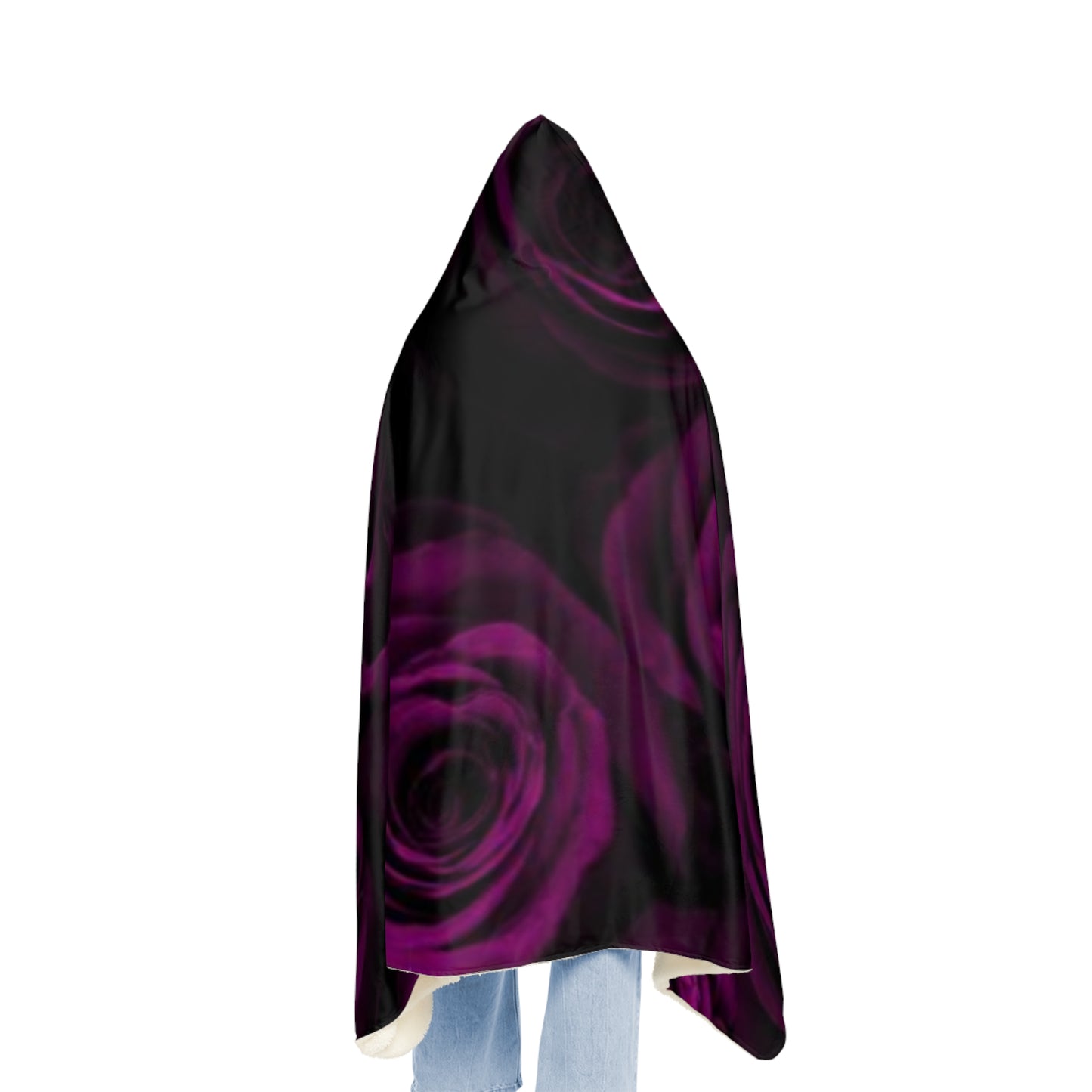 Dark Purple Roses Hood Blanket