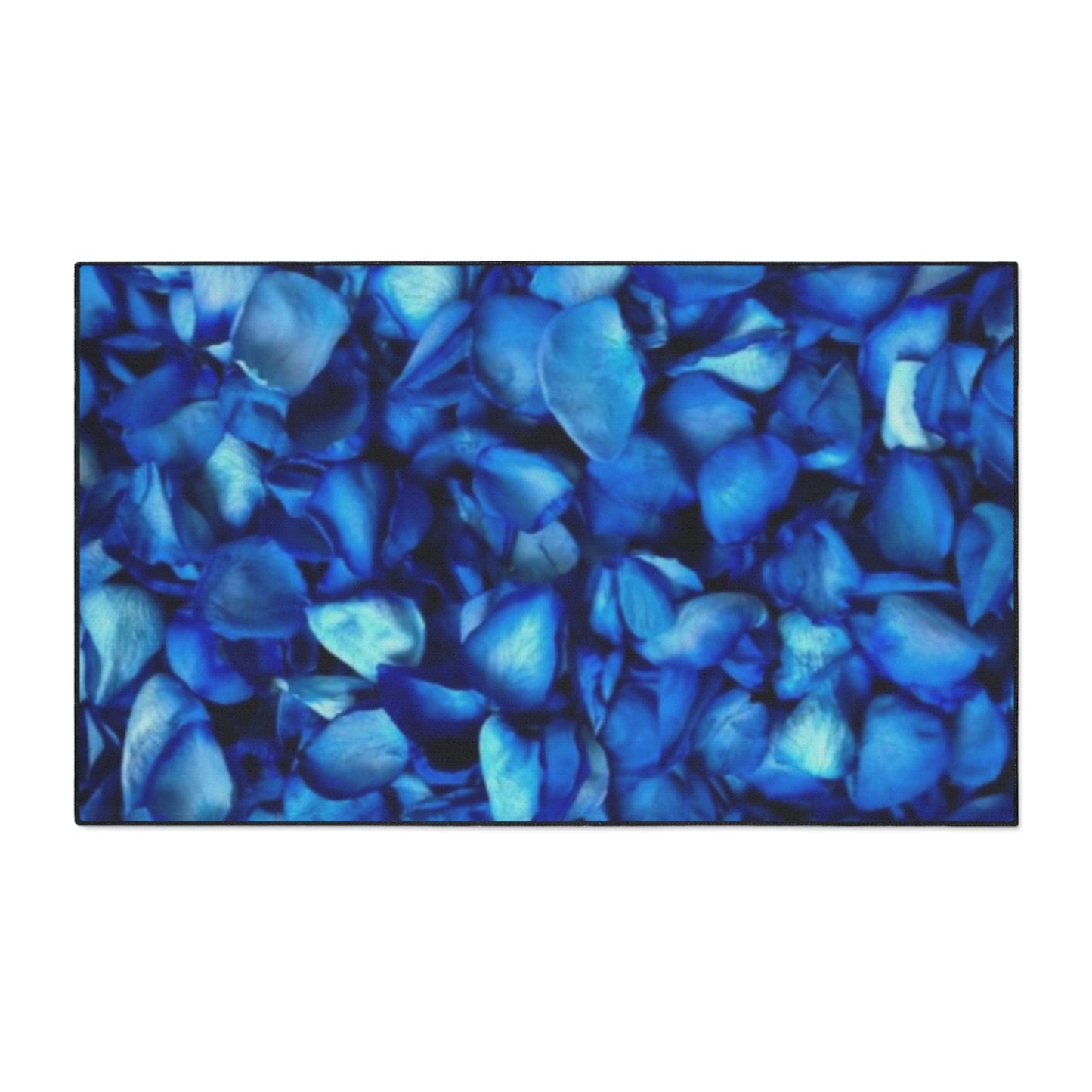 Heavy Duty Floral Floor Mat Blue Petals | Durable Non-Slip Rug