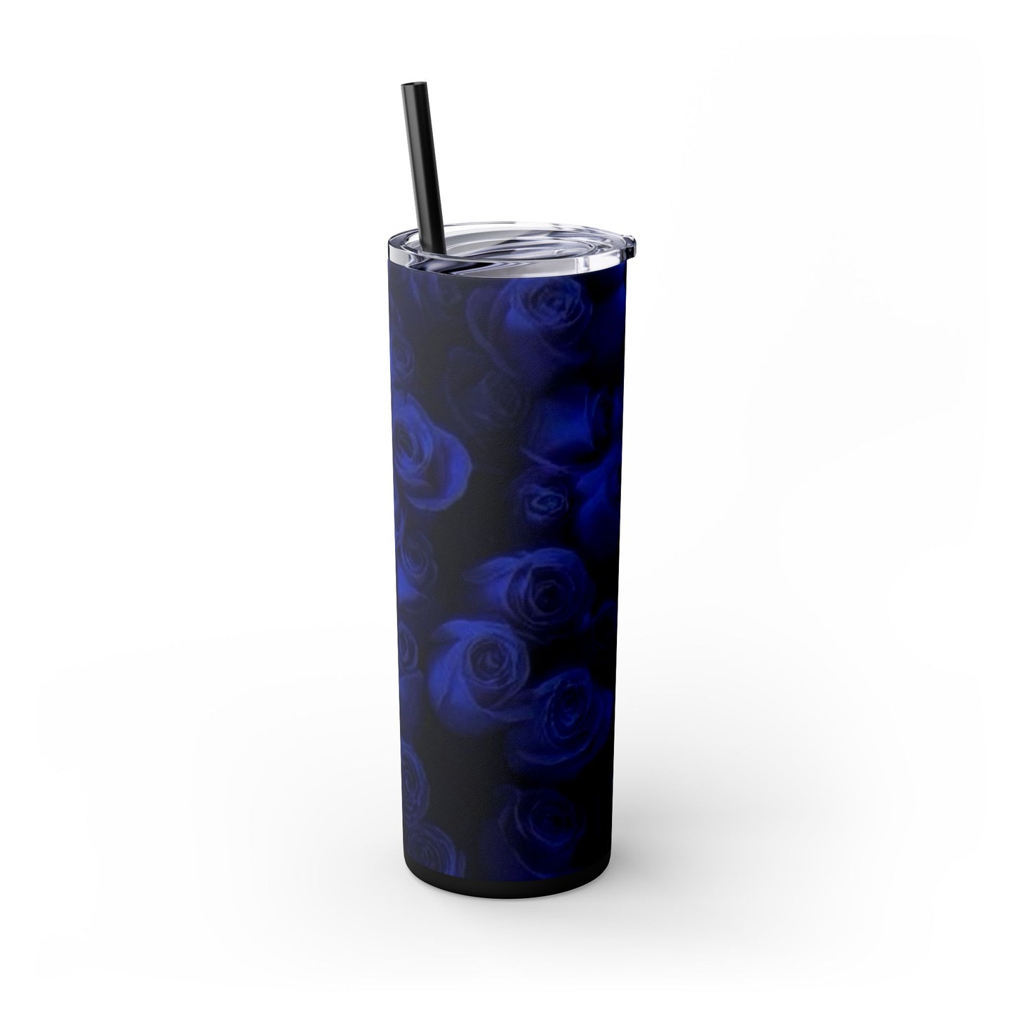 Dark Blue Roses Skinny Tumbler – Durable Stainless Steel 20 oz
