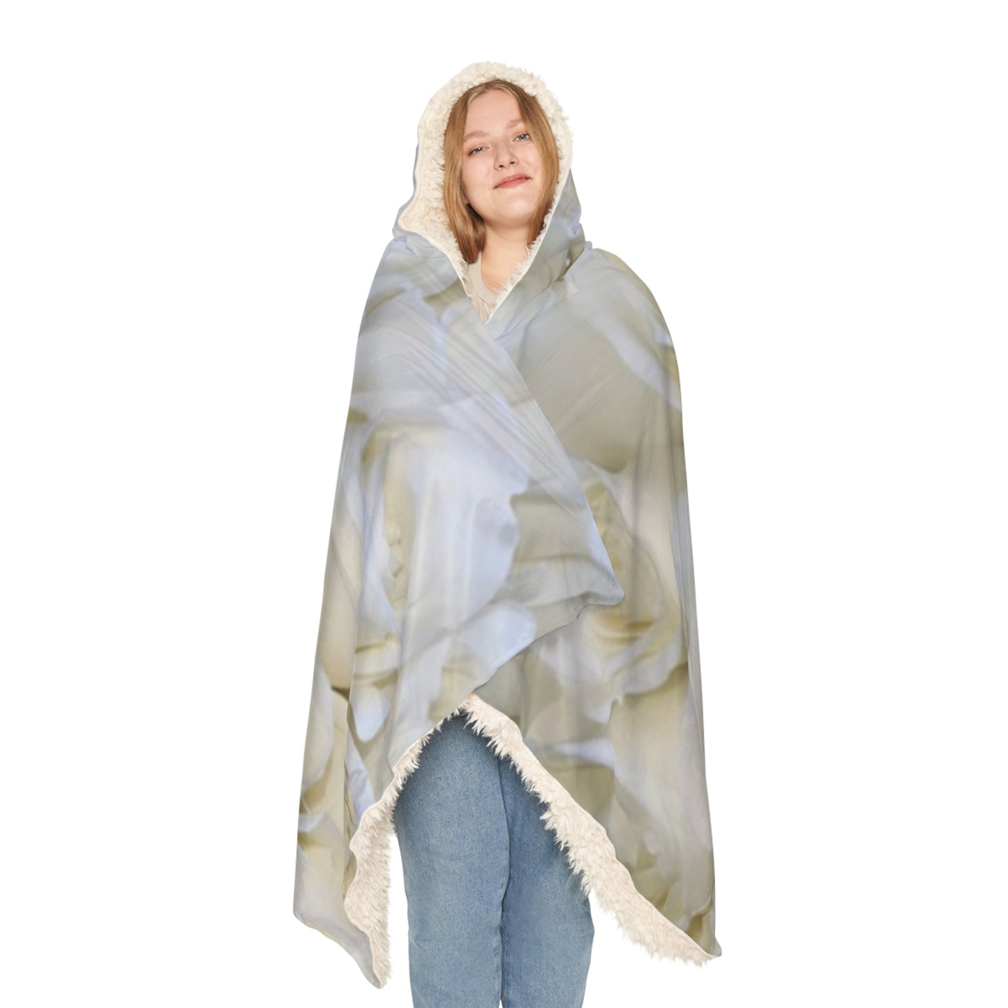 White Roses Floral Hooded Blanket – Elegant Everyday Comfort