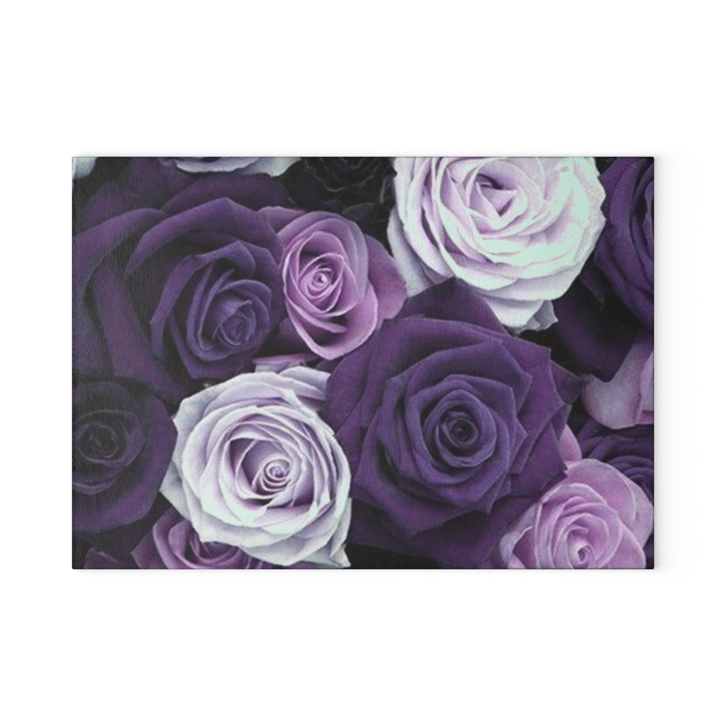 Purple Roses Floral Glass Cutting Board – Decorative Kitchen Must-Have