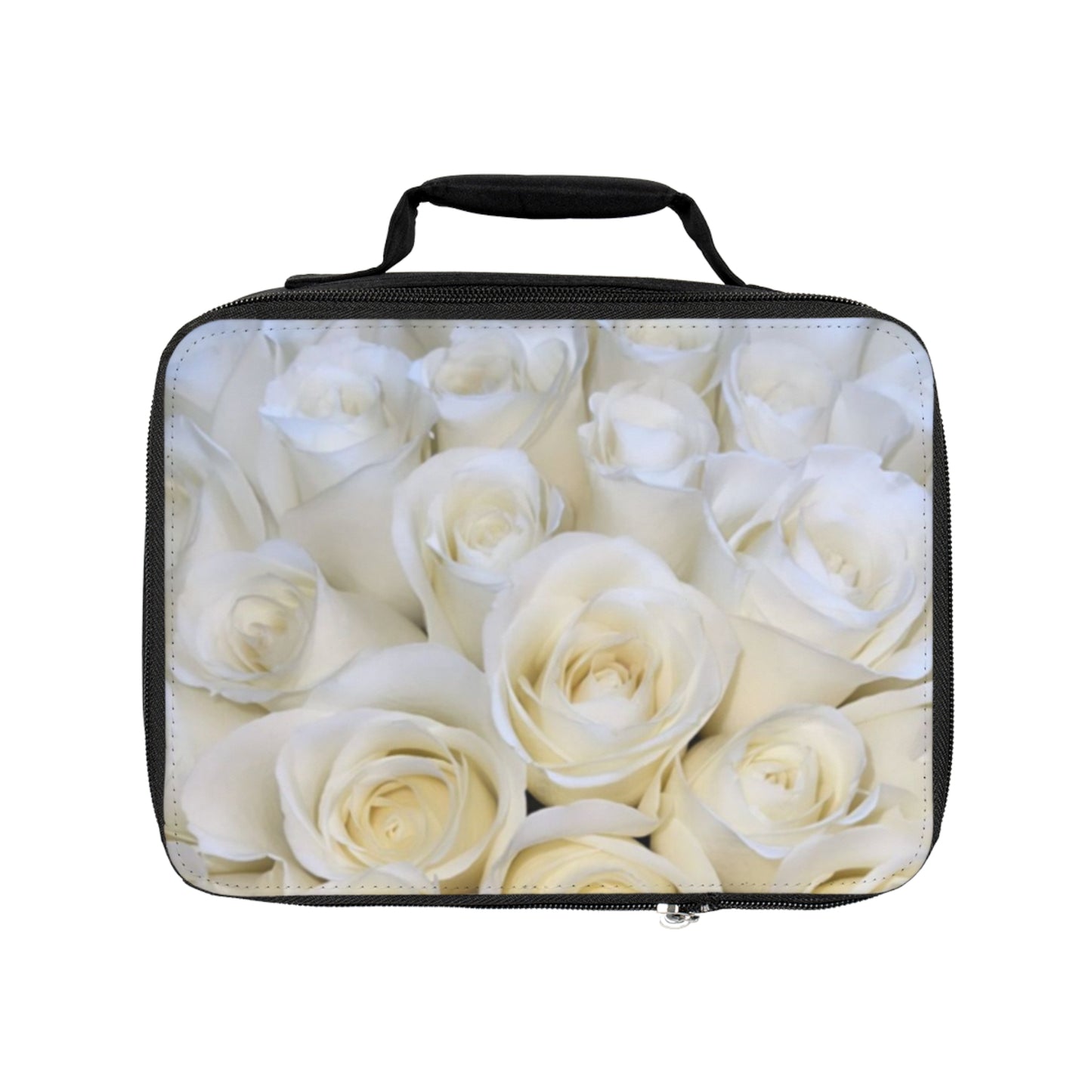 White Roses Floral Lunch Bag – Minimal & Fresh