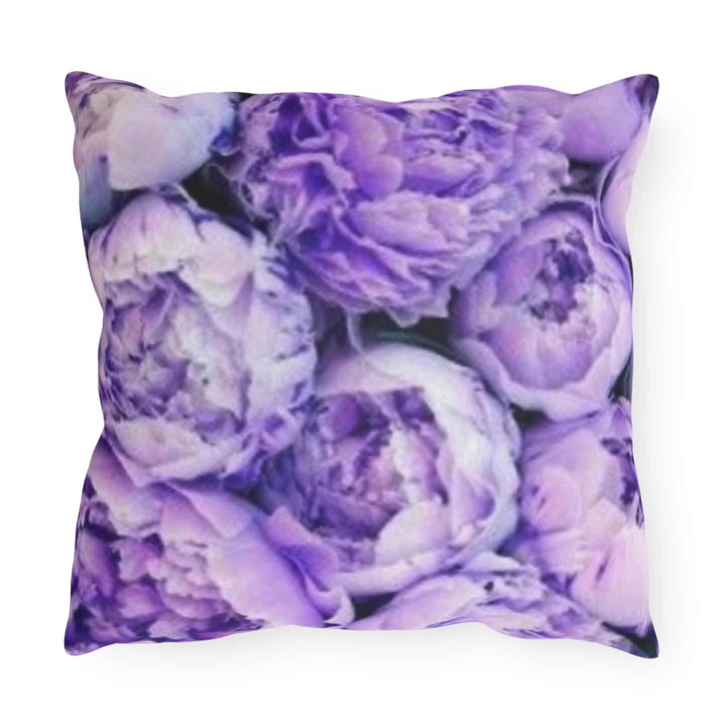Purple Peony Floral Outdoor Pillow