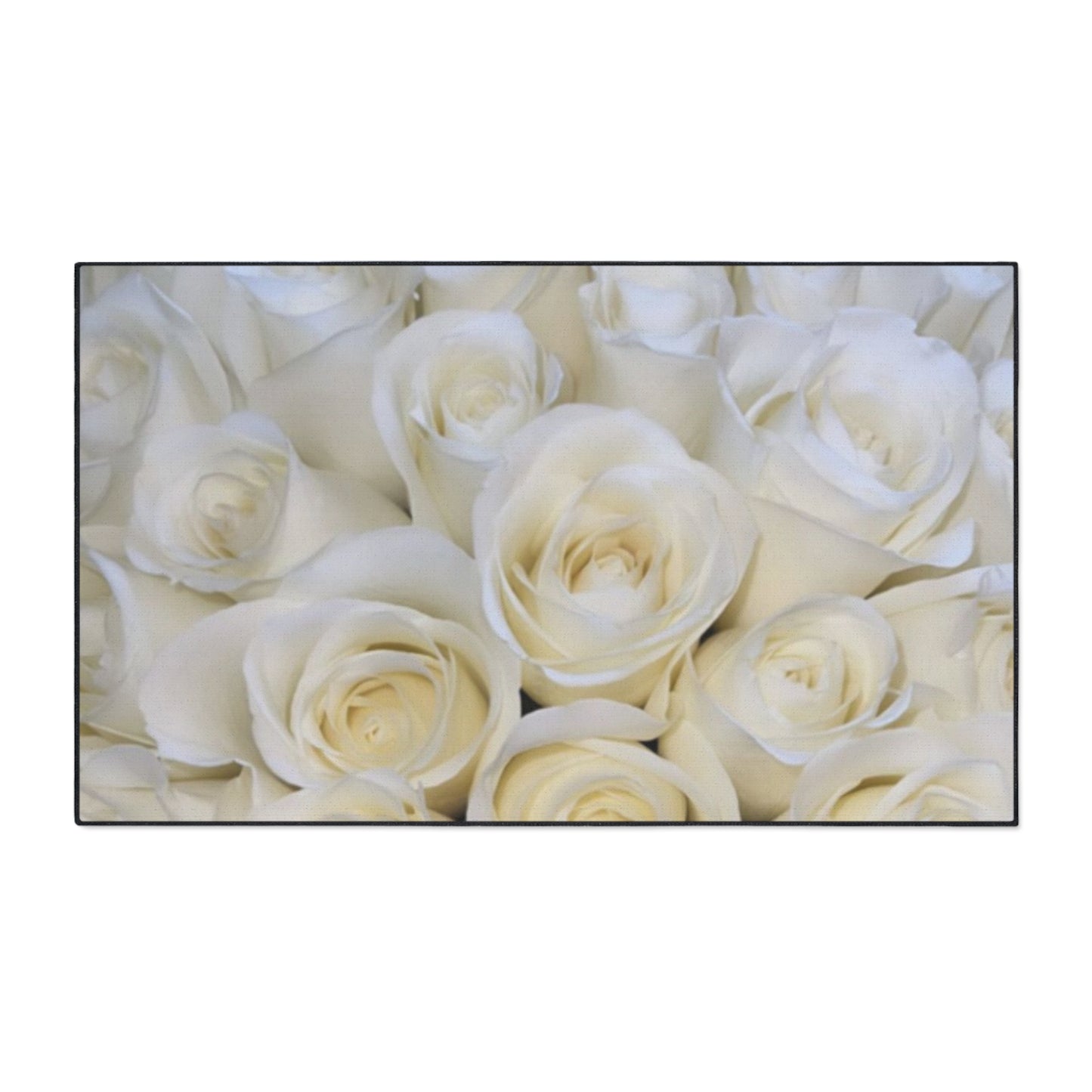 Heavy Duty Floral Floor Mat White Roses | Elegant Durable Rug