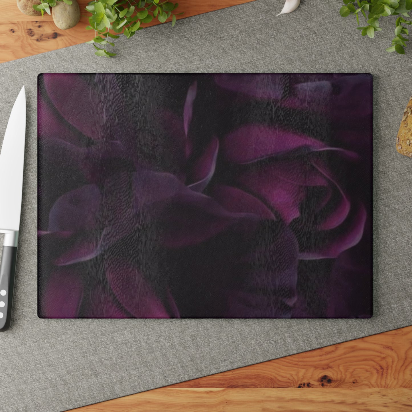 Dark Purple Floral Cutting Board