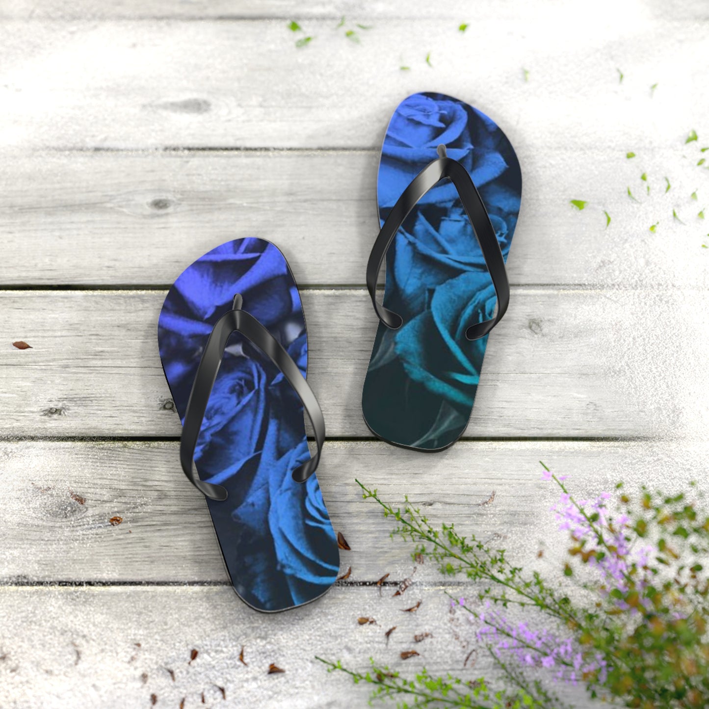 Blue Roses Flip Flops