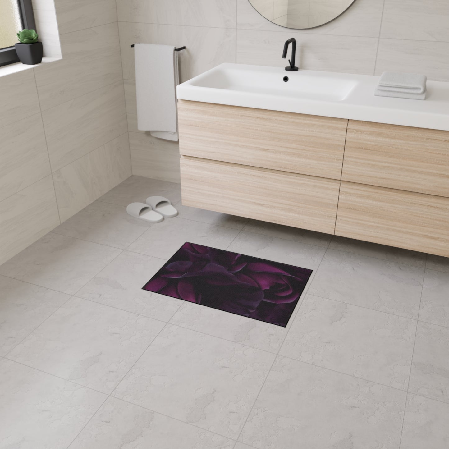 Dark Purple Floral Heavy Duty Floor Mat