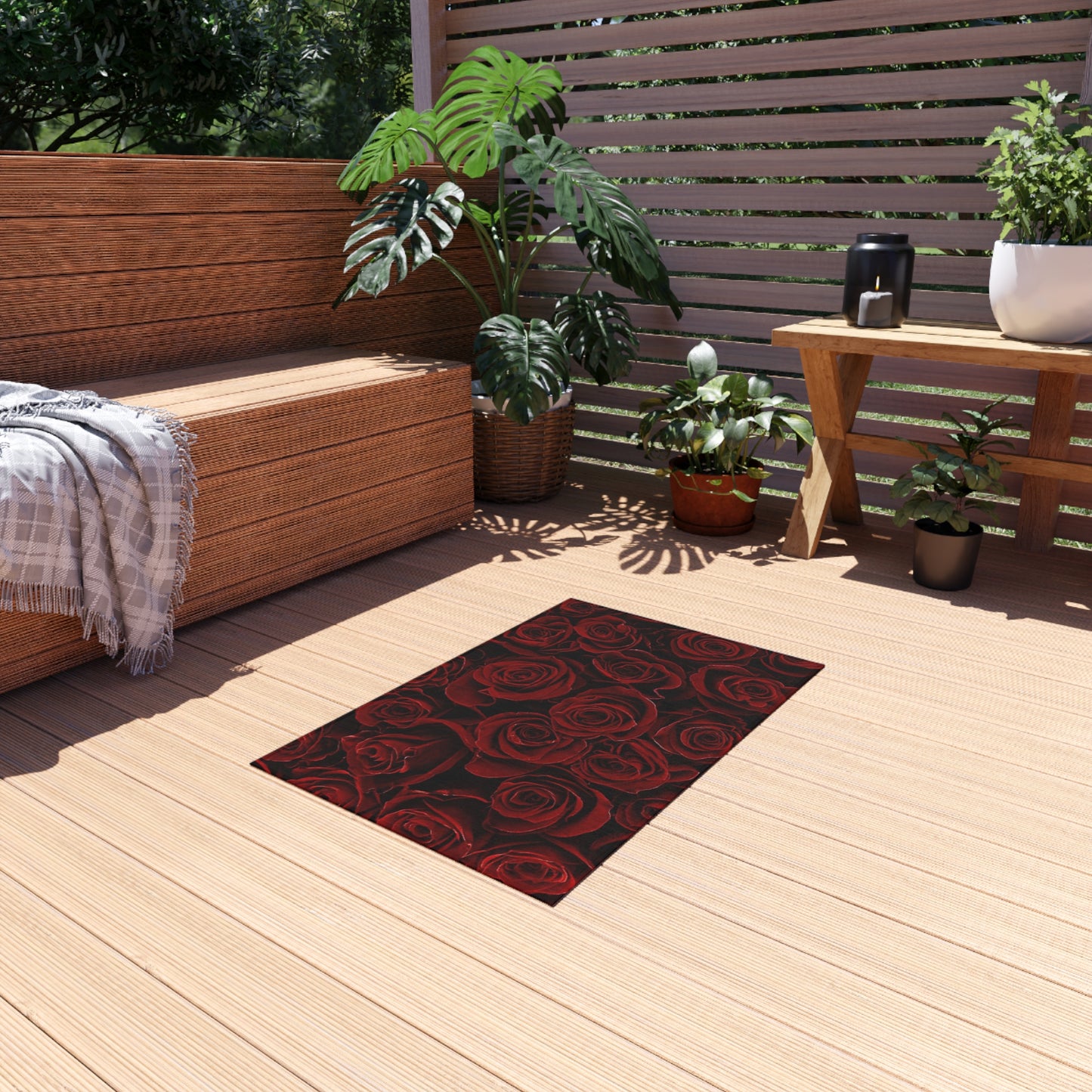 Red Roses Outdoor Rug