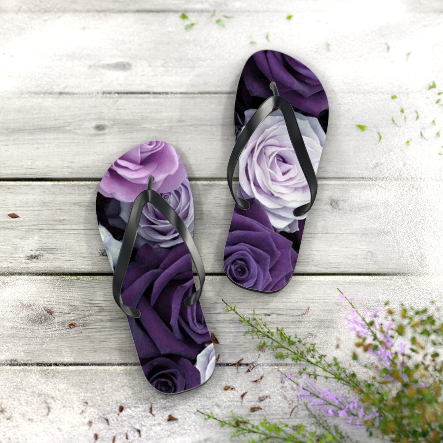 Purple Roses Flip Flops
