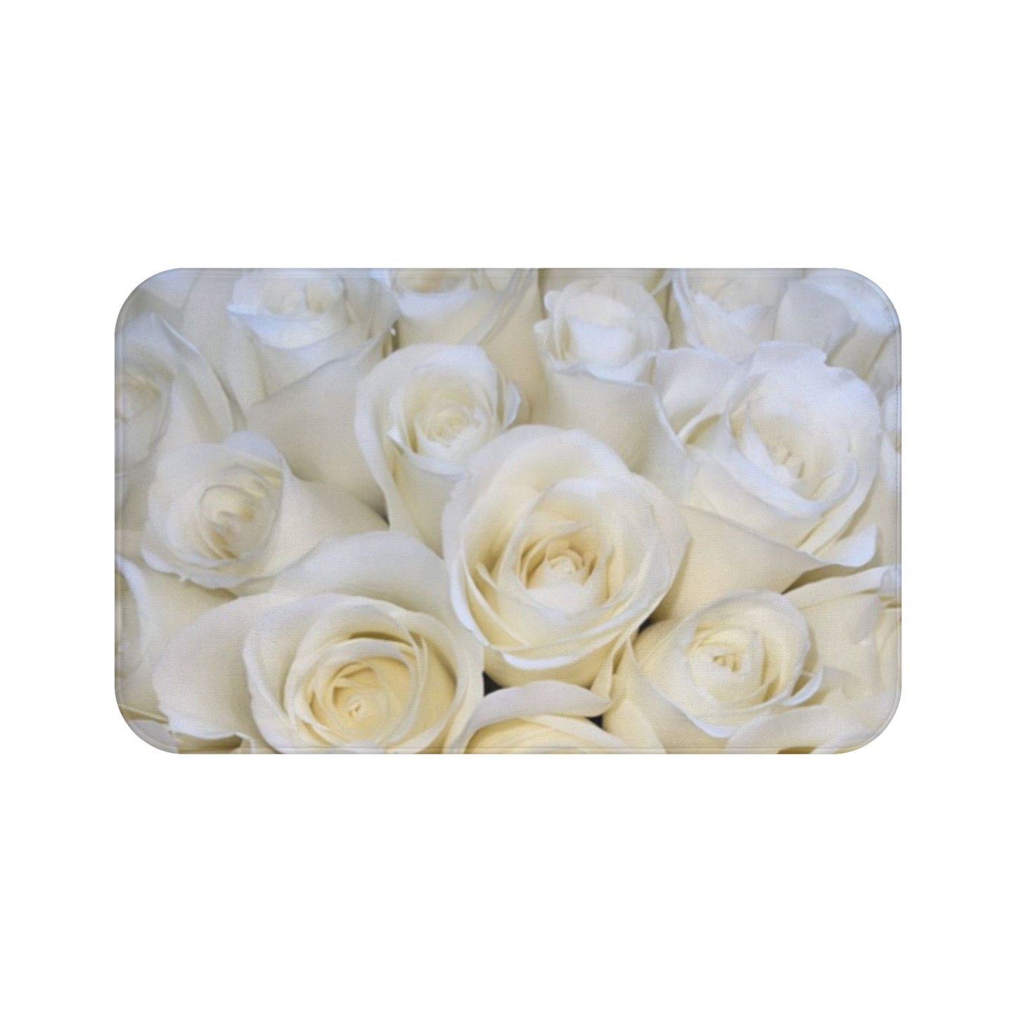 White Roses Floral Bath Mat Anti Slipping