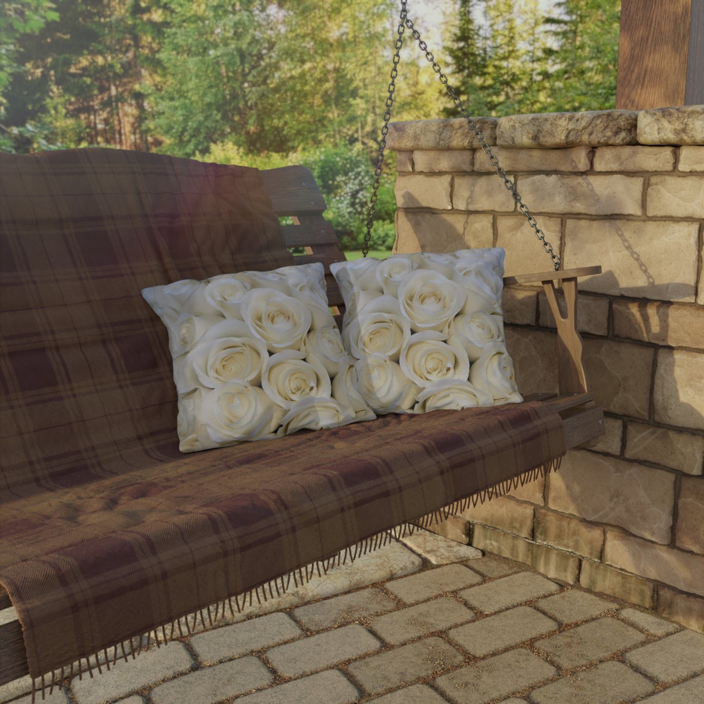 White Roses Outdoor Pillow