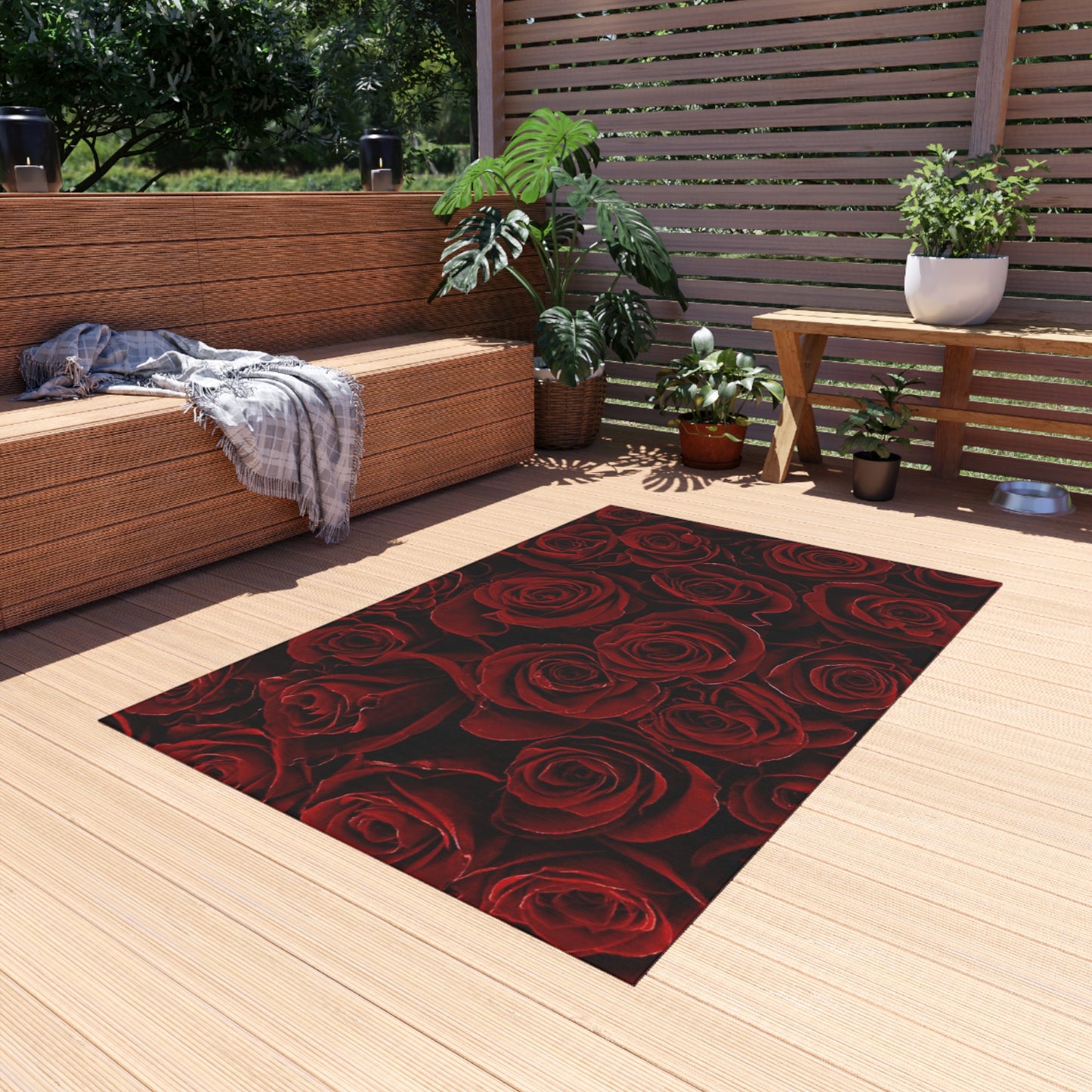 Red Roses Outdoor Rug