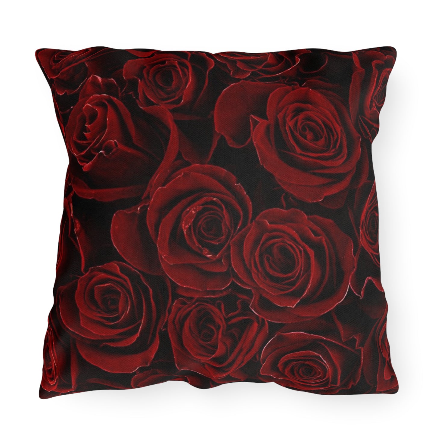 Red Roses Floral Outdoor Pillow