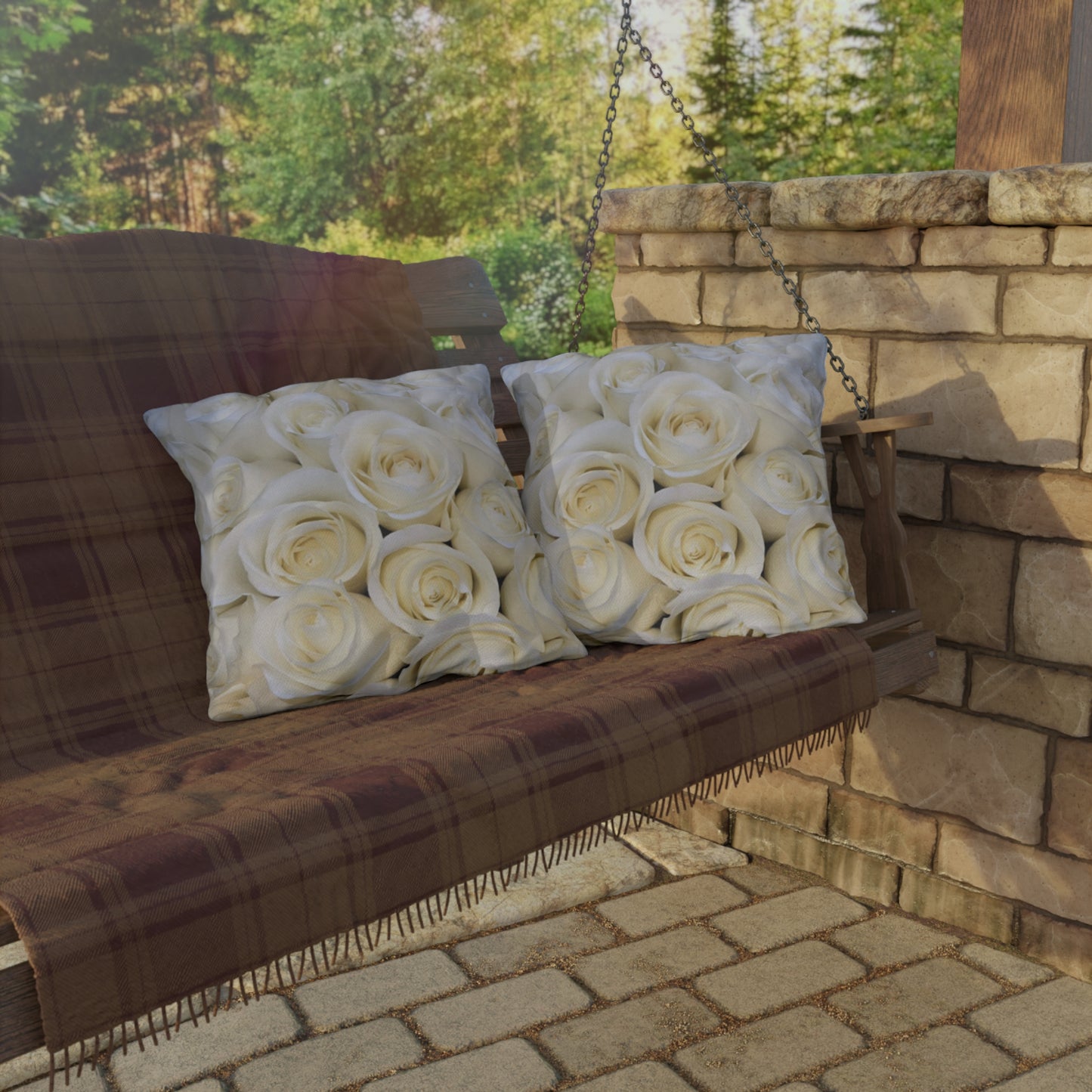 White Roses Outdoor Pillow