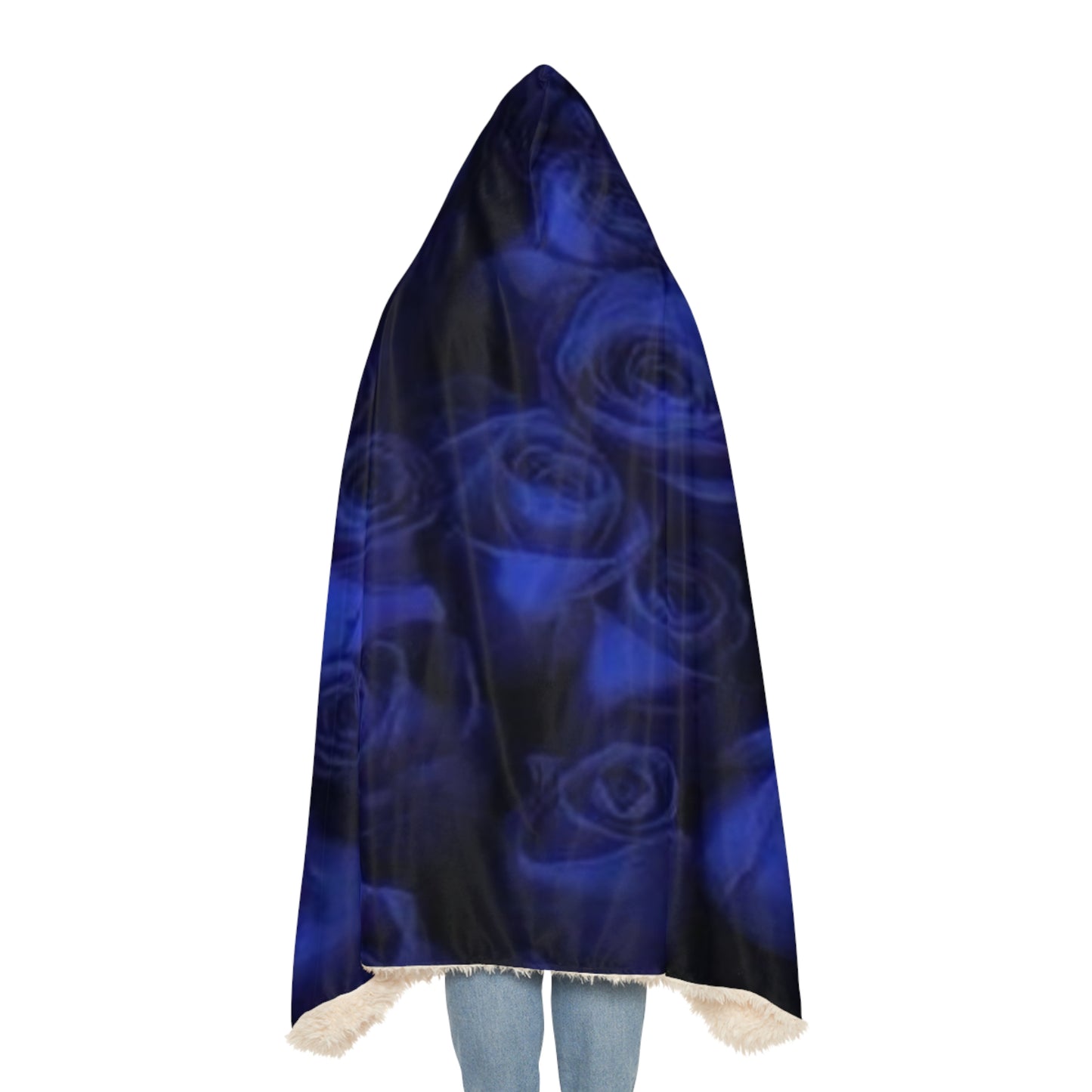 Dark Blue Roses Hood Blanket