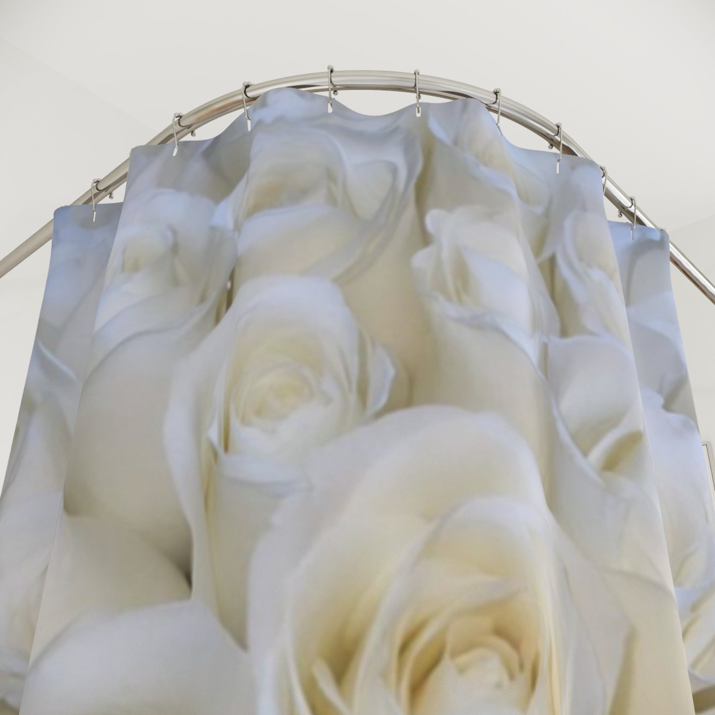 White Roses Floral Shower Curtain for Fresh Clean Aesthetic