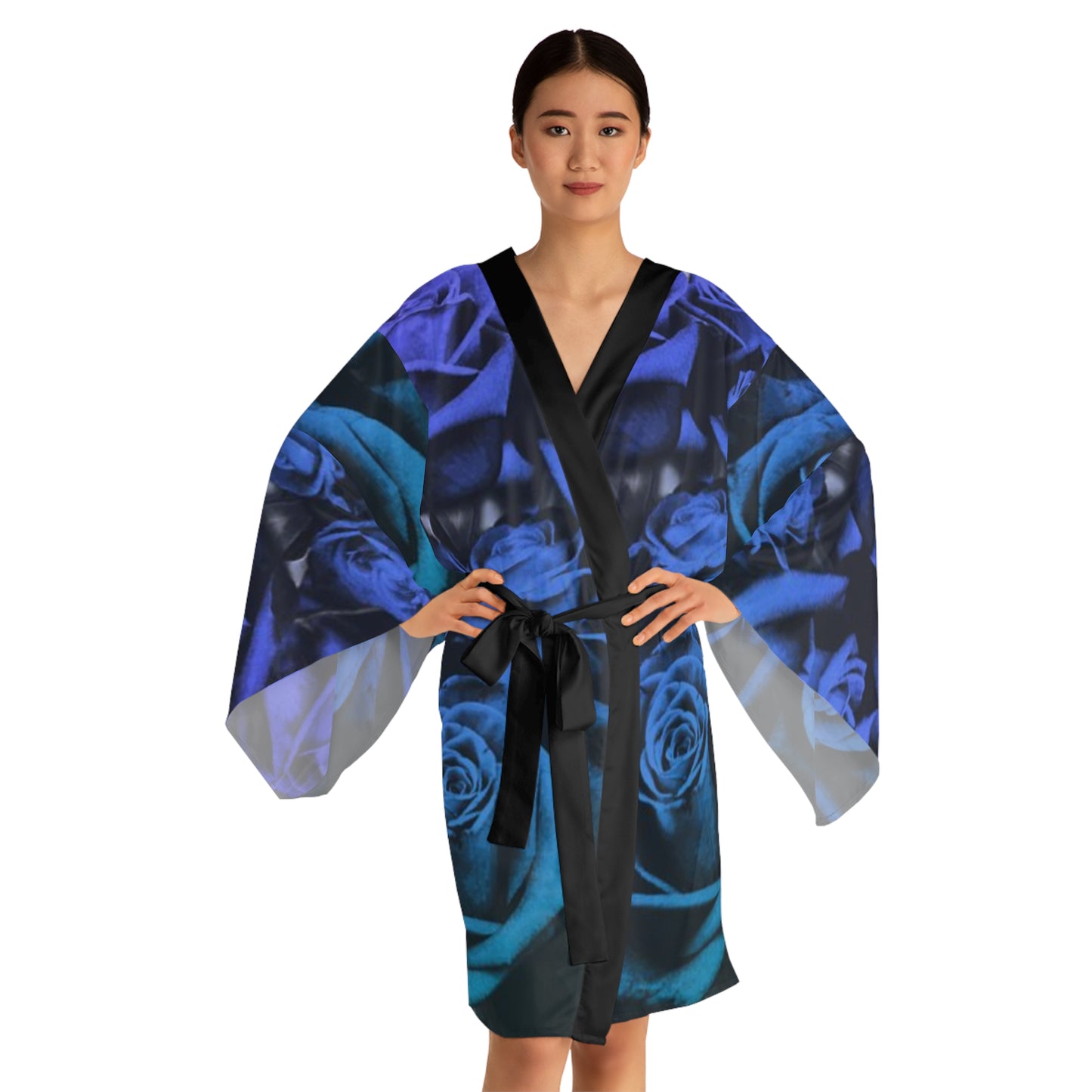 Blue Roses Kimono Robe