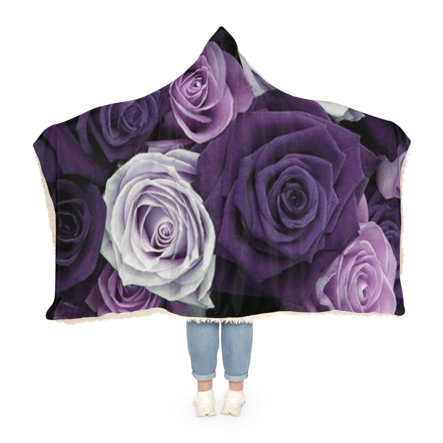 Purple Roses Hood Blanket