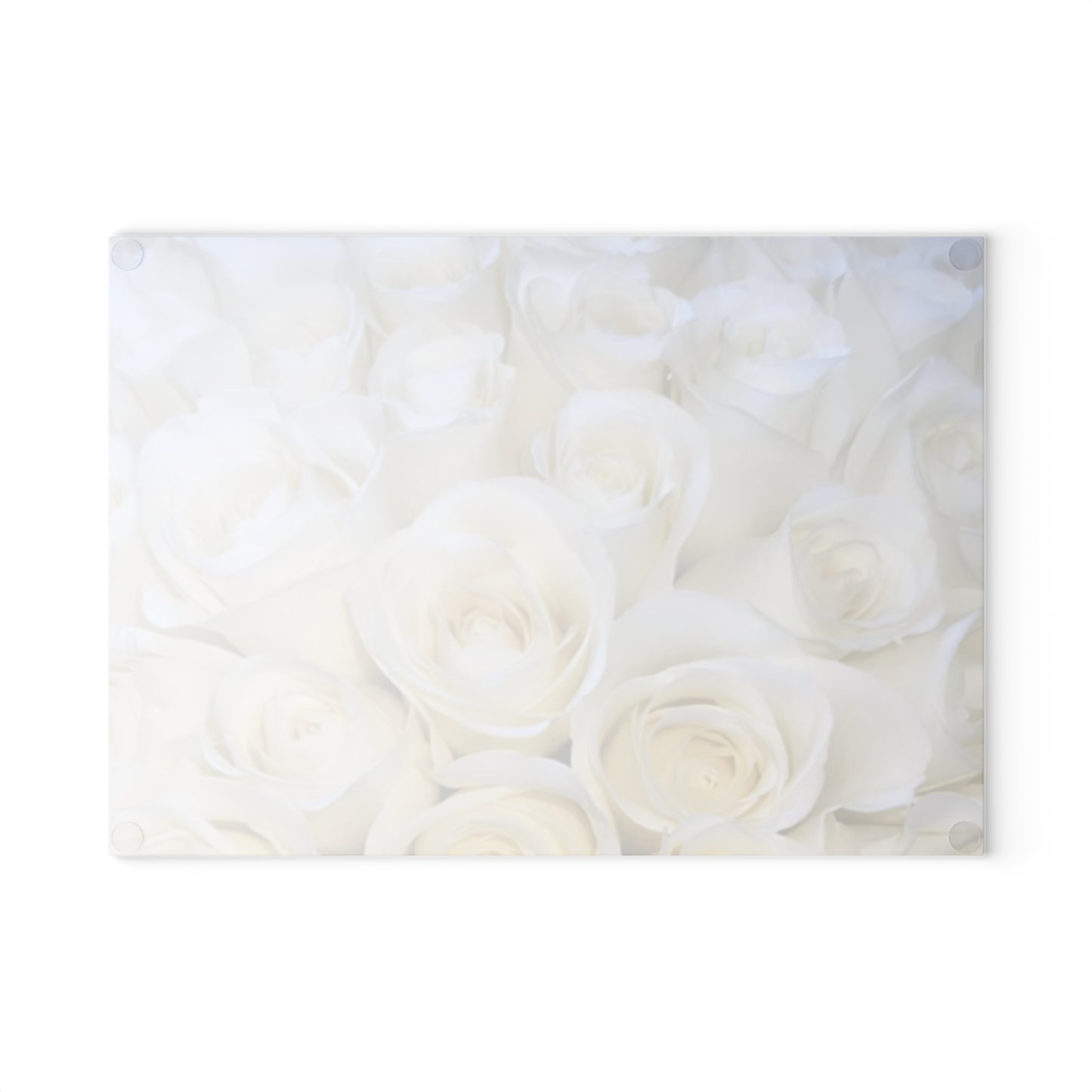 White Roses Glass Cutting Board – Classy Floral Kitchen Accent