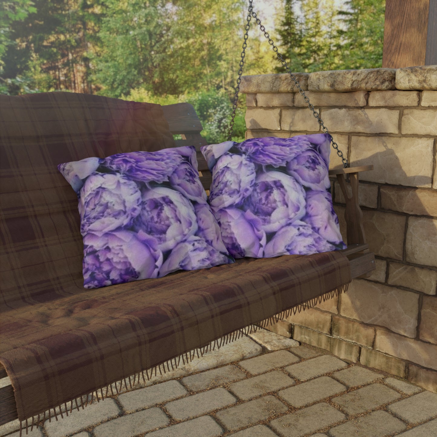Purple Peony Outdoor Pillow