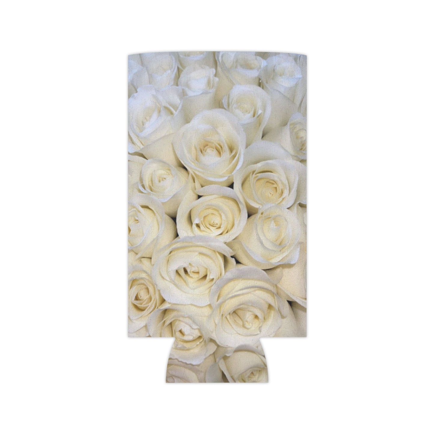 Floral Can Cooler - White Roses Design