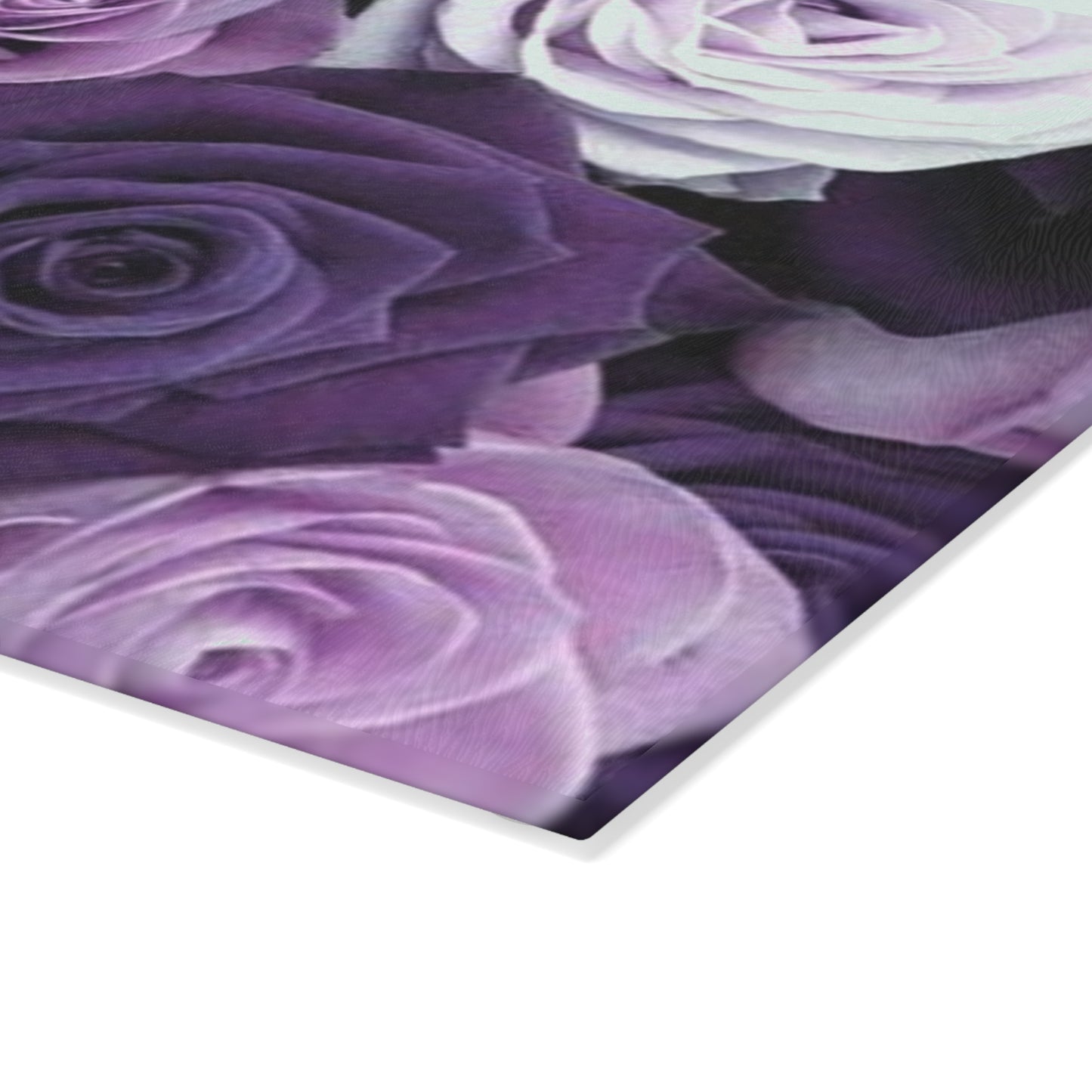 Purple Roses Floral Glass Cutting Board – Decorative Kitchen Must-Have