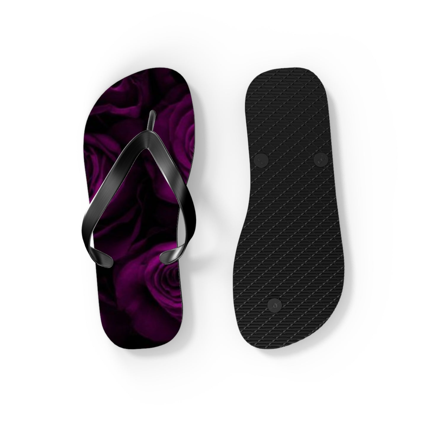 Dark Purple Roses Flip Flops
