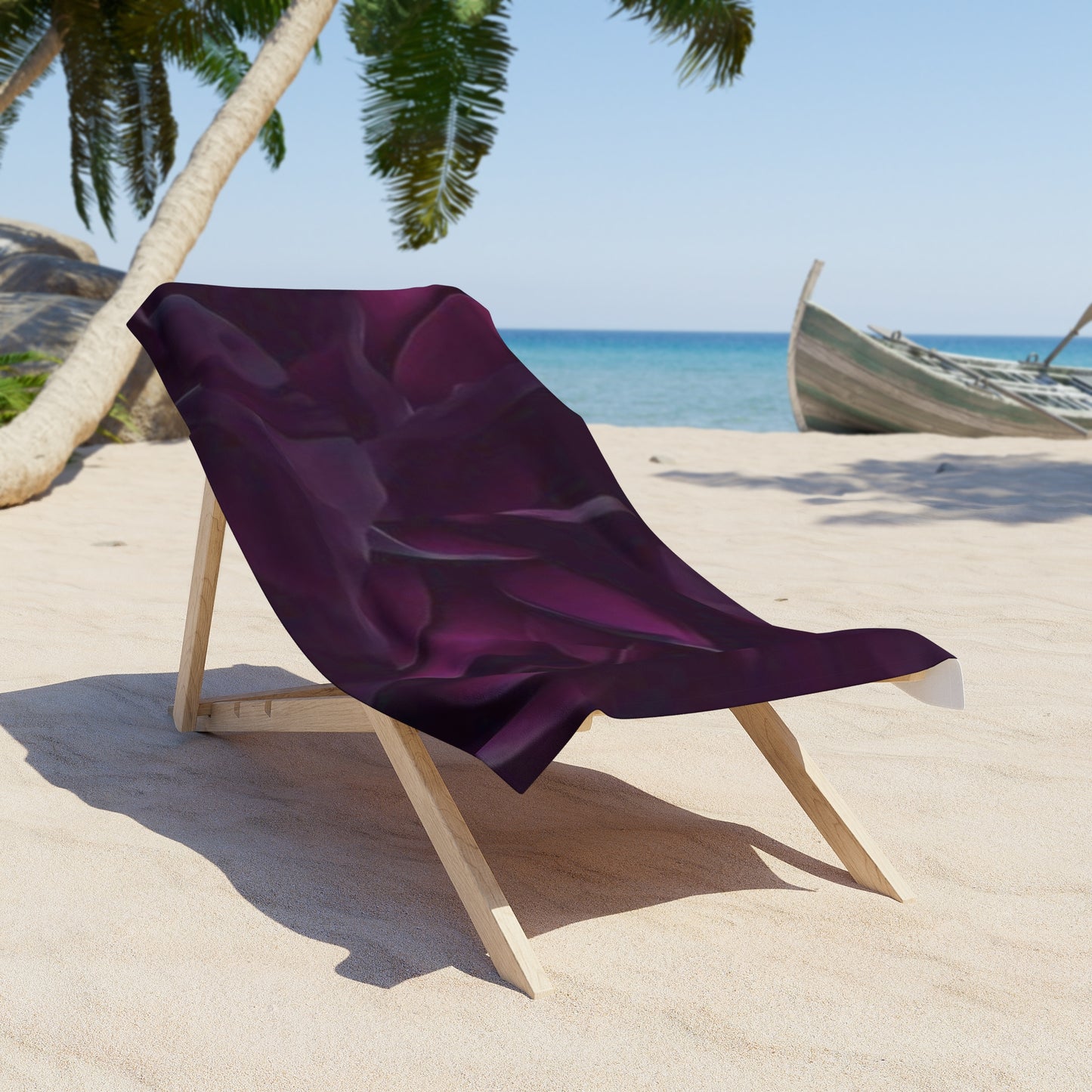 Dark Purple Floral Beach Towel