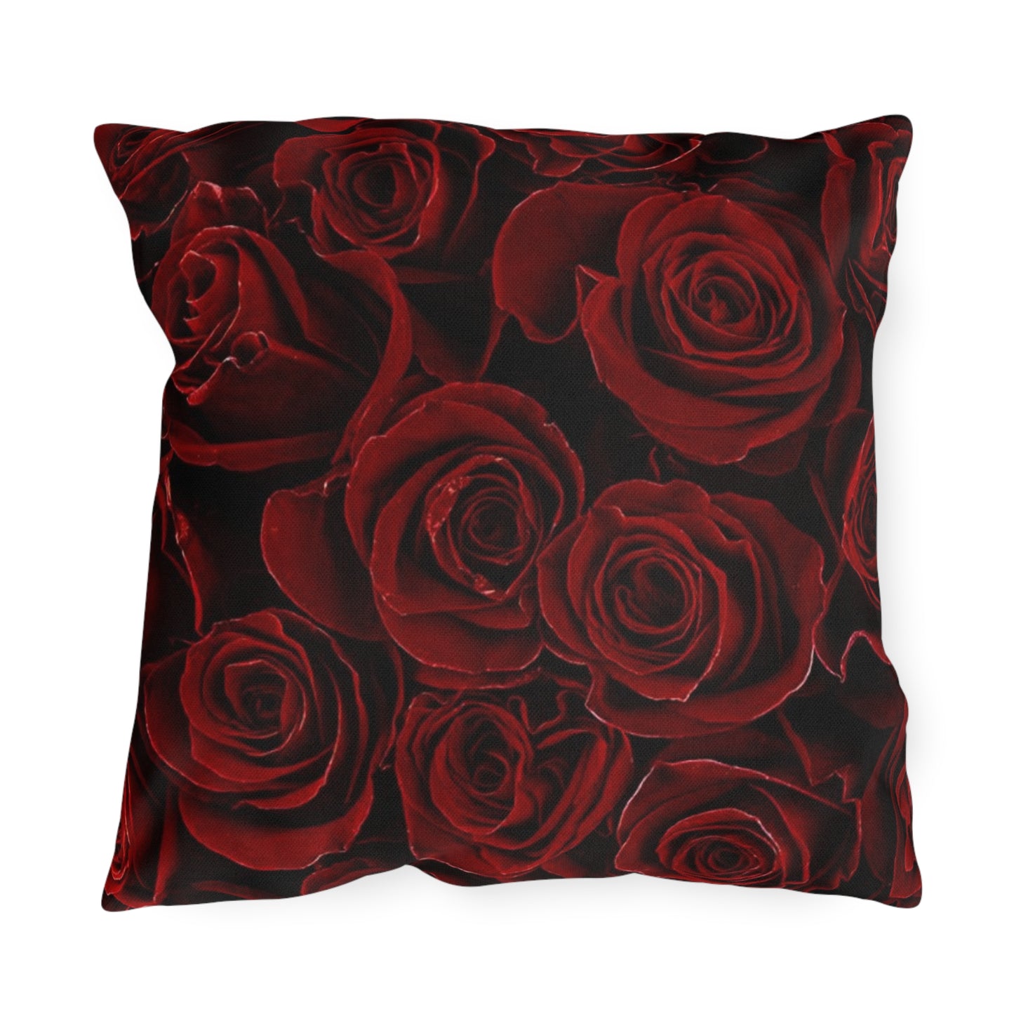 Red Roses Floral Outdoor Pillow