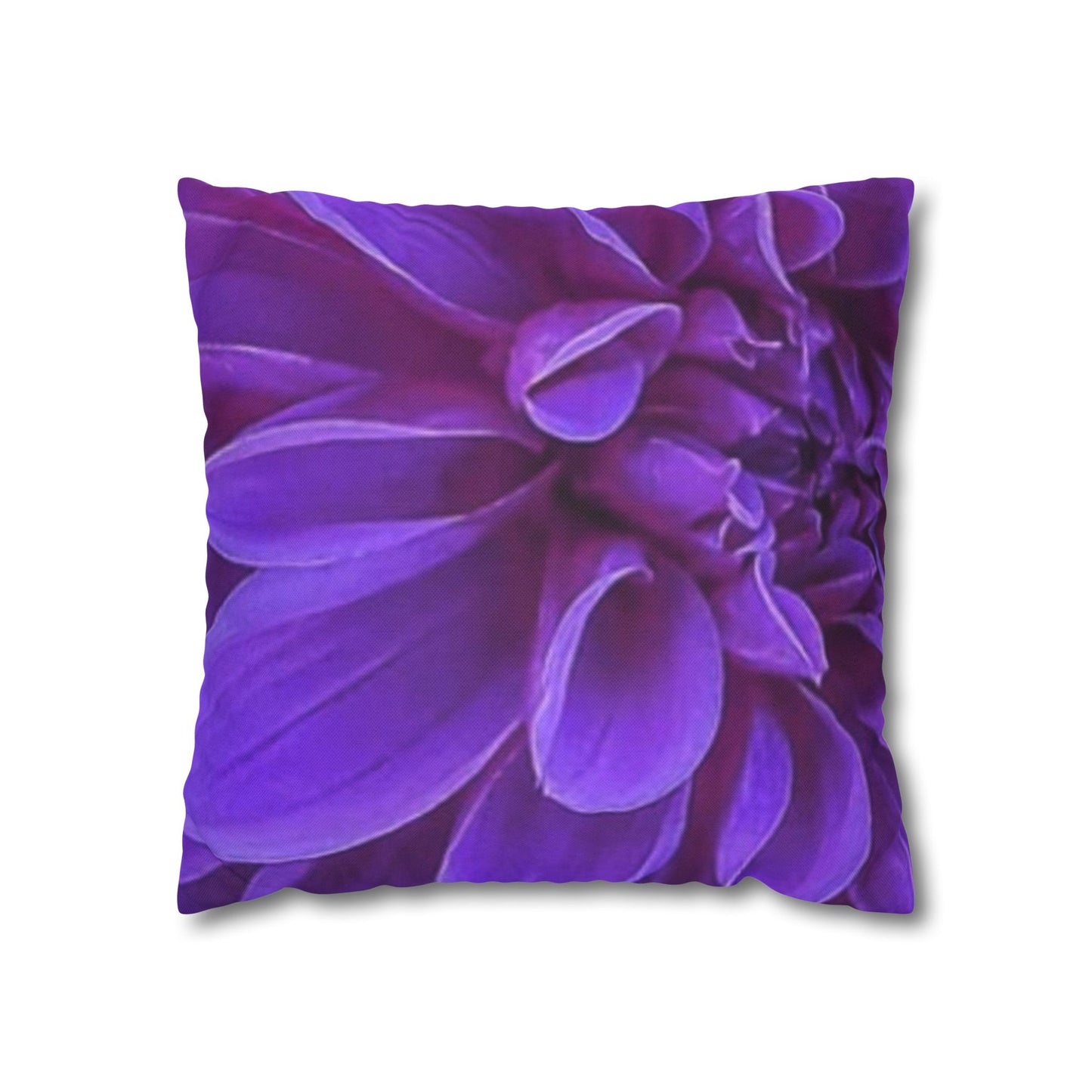 Purple Dahlia Floral Square Pillowcase