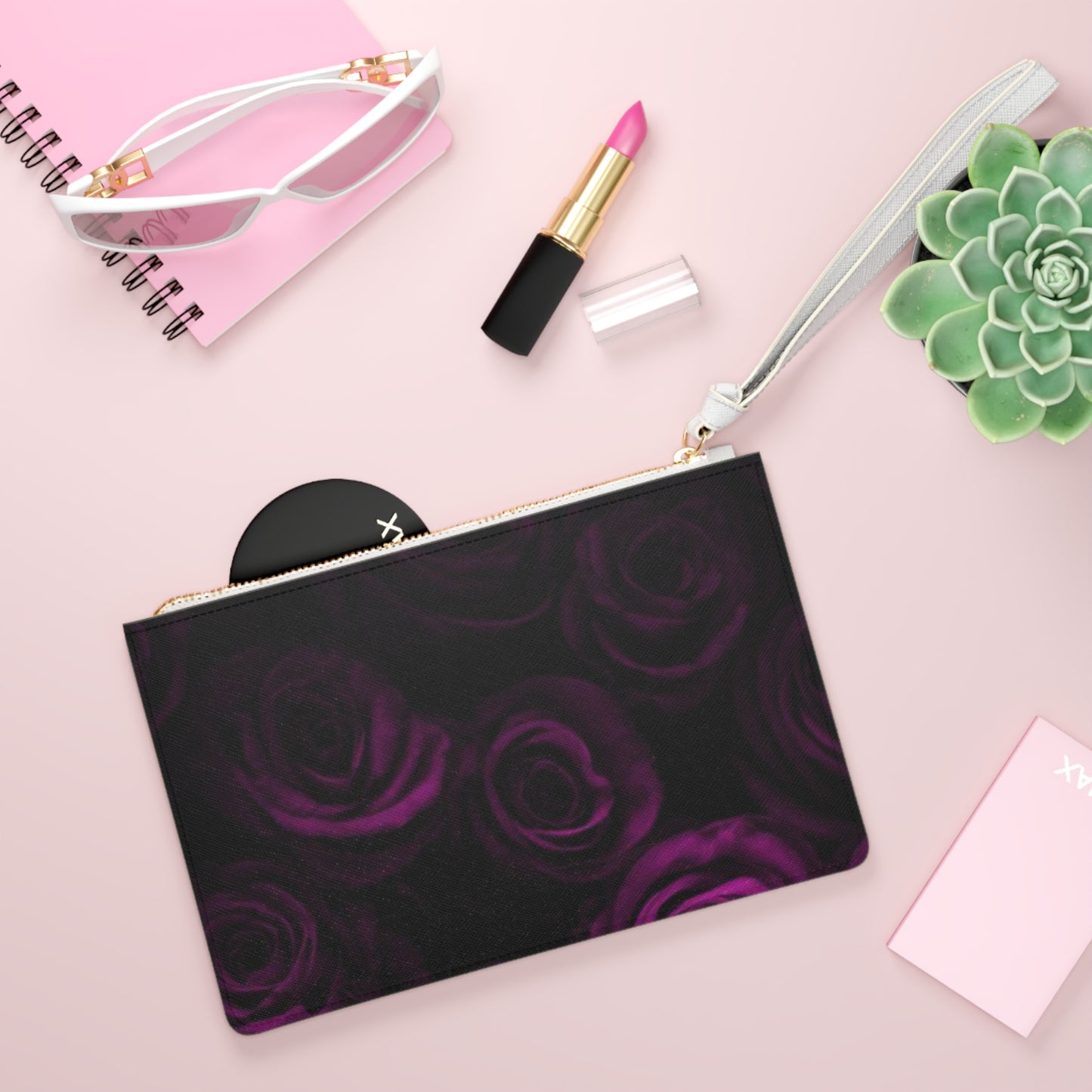 Dark Purple Roses Clutch Bag