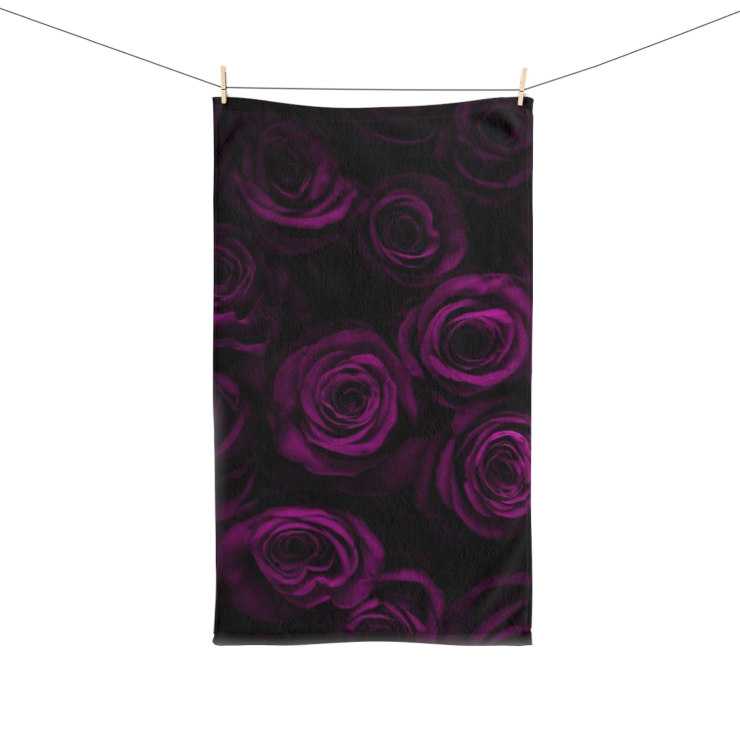 Dark Purple Roses Hand Towel