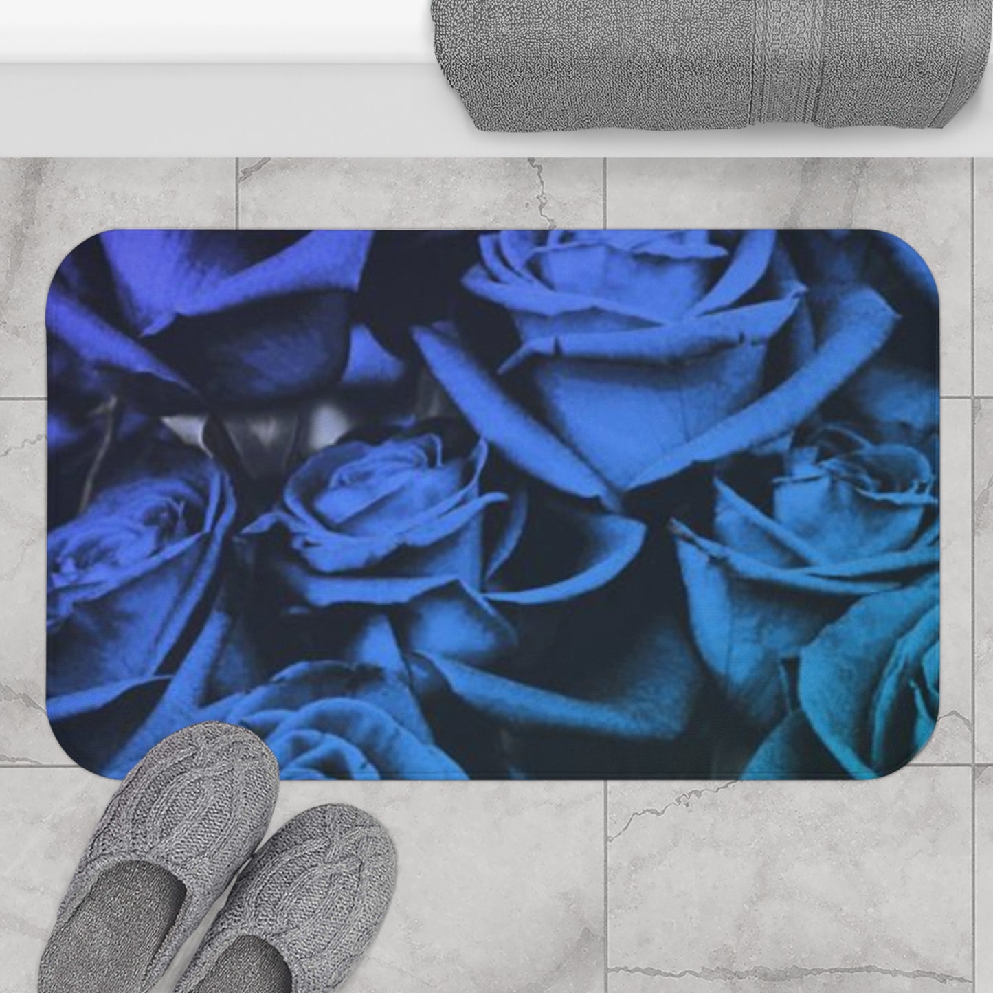 Blue Roses Bath Mat