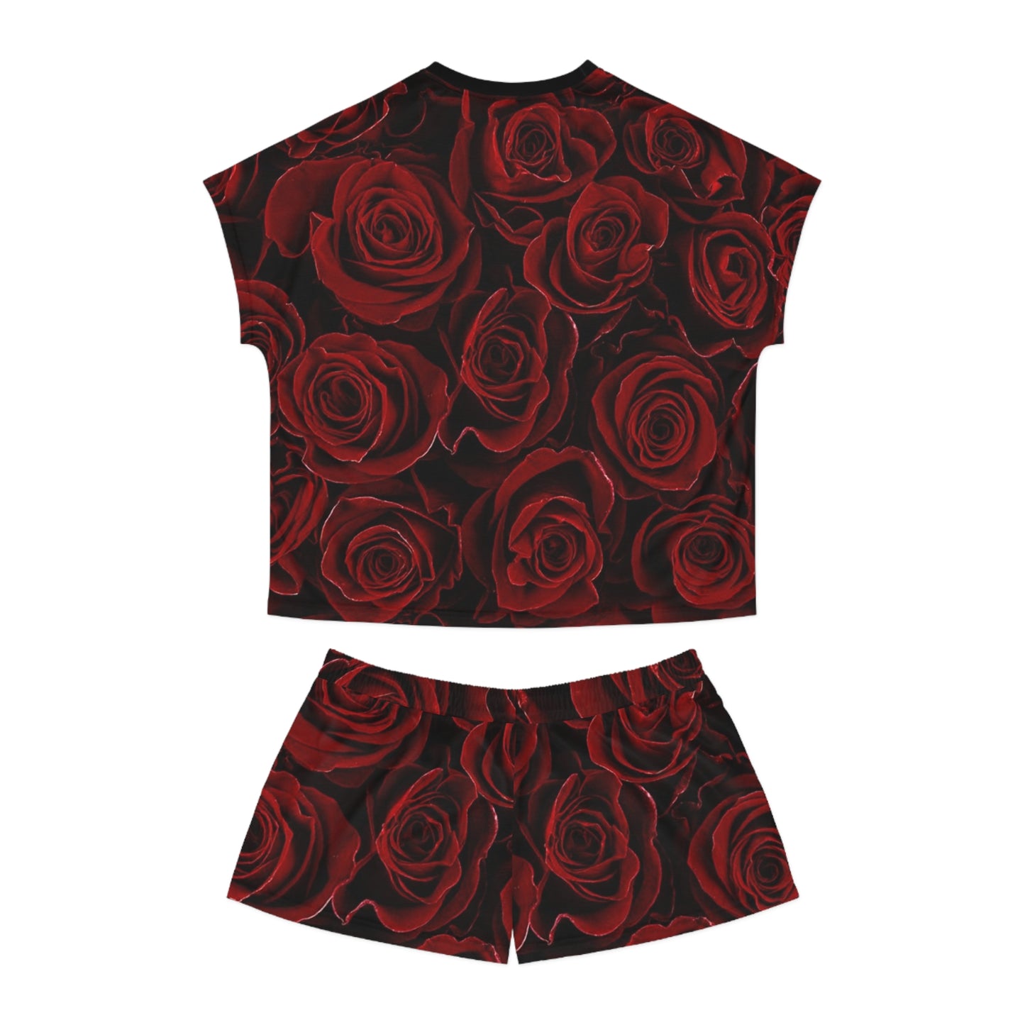 Red Roses Floral Pajama Set for Women
