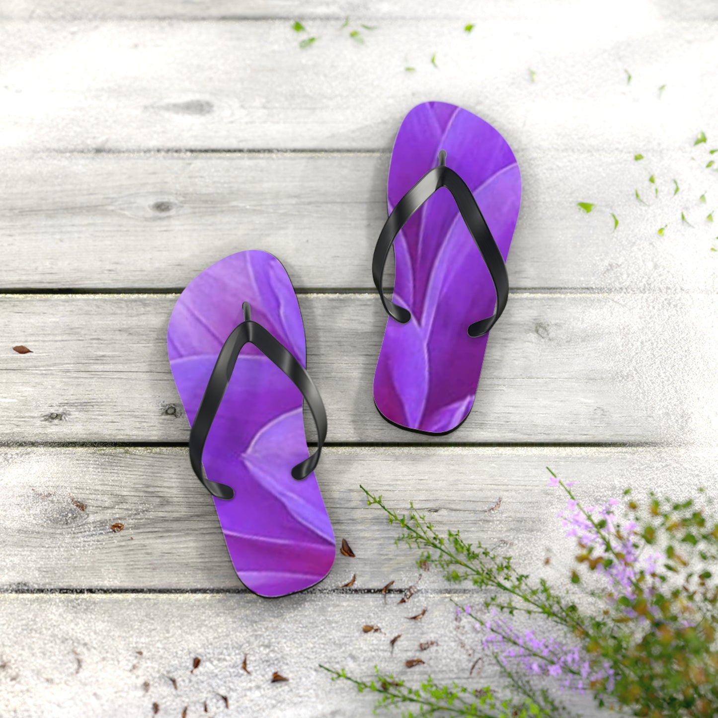 Purple Dahlia Flip Flops