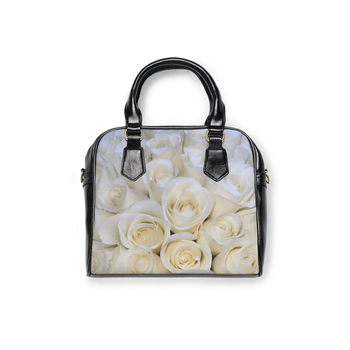 White Roses Floral Shoulder Handbag – Timeless & Subtle