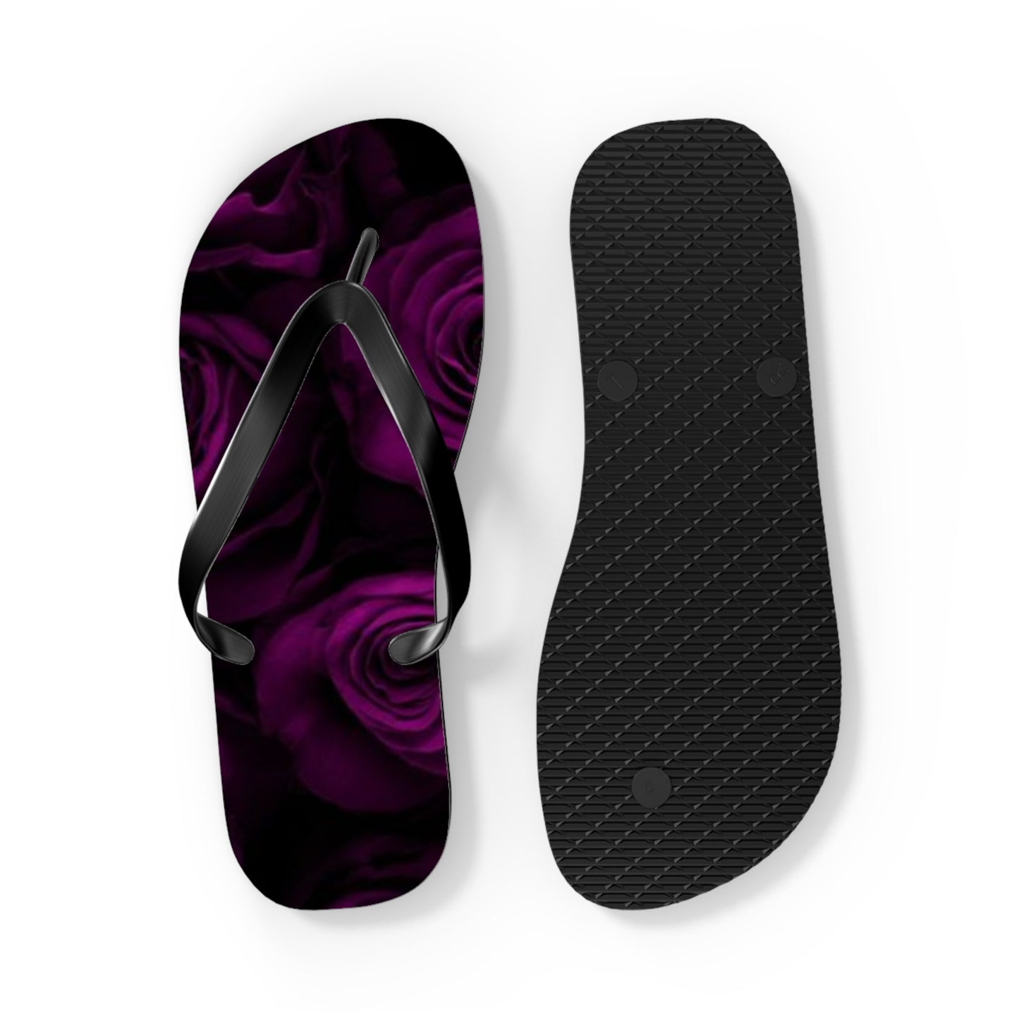 Dark Purple Roses Flip Flops