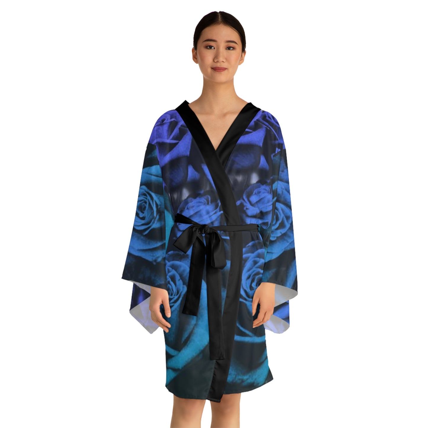 Blue Roses Kimono Robe