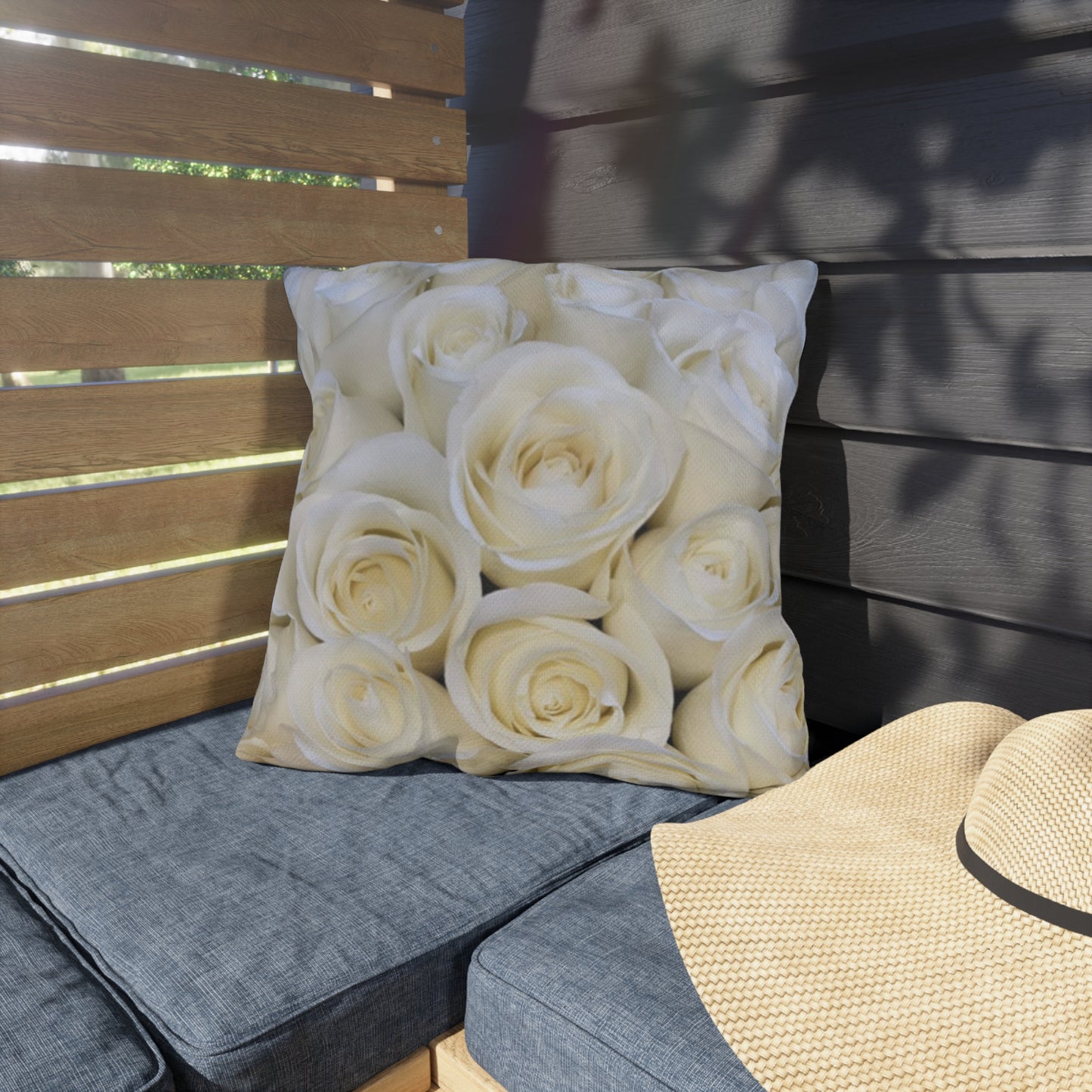 White Roses Outdoor Pillow