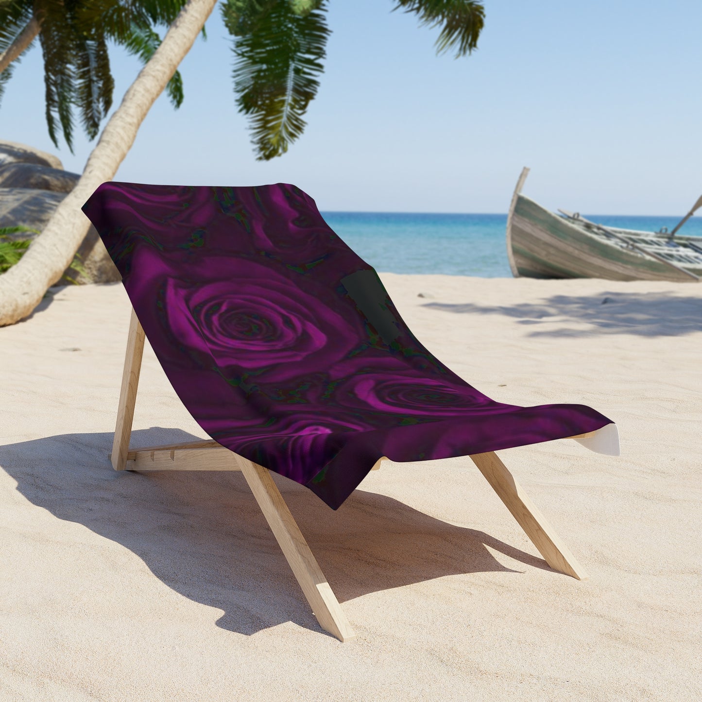 Dark Purple Roses Beach Towel